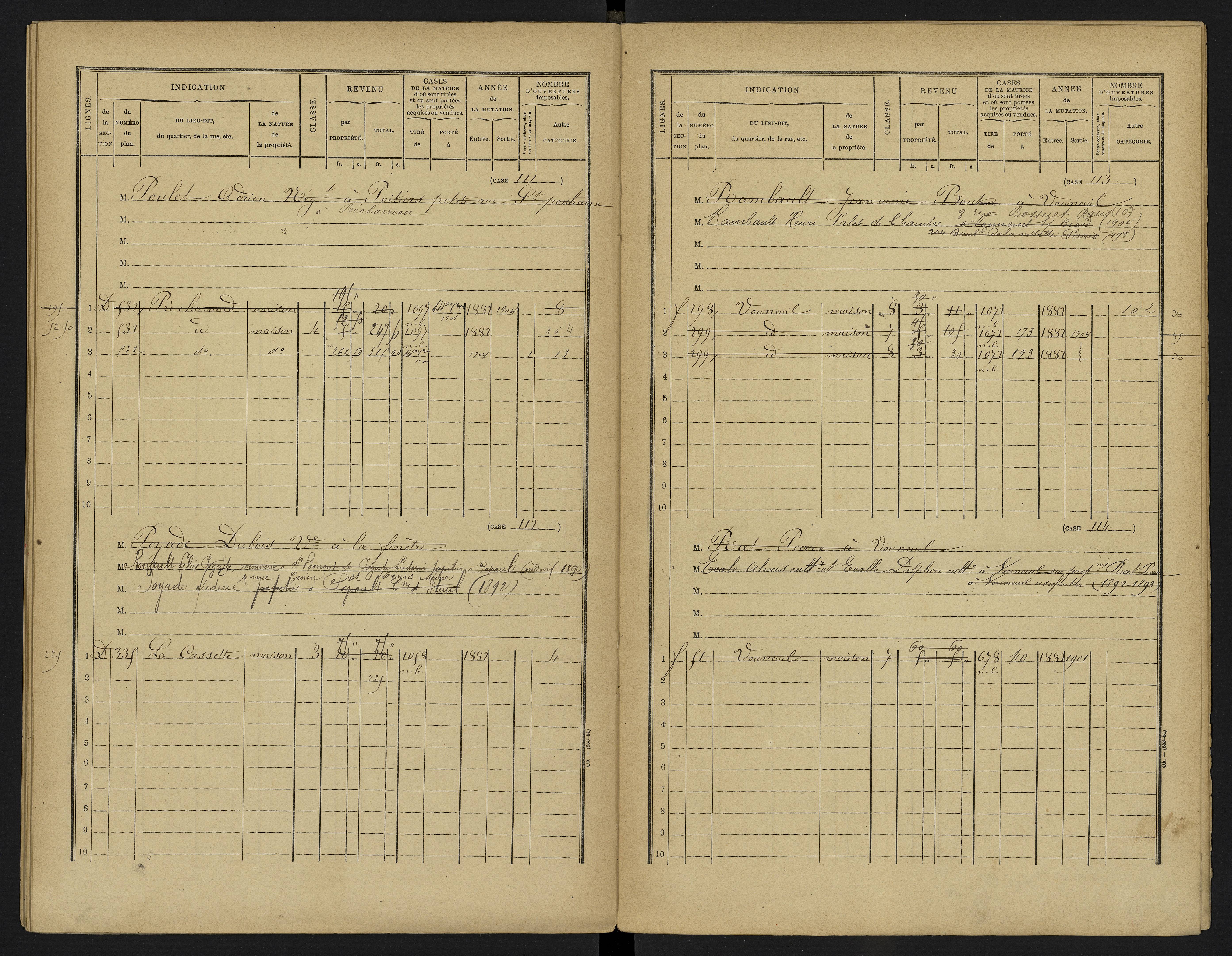 Vouneuil-sous-Biard - FRAD086_cadastre Cases 1-216. 