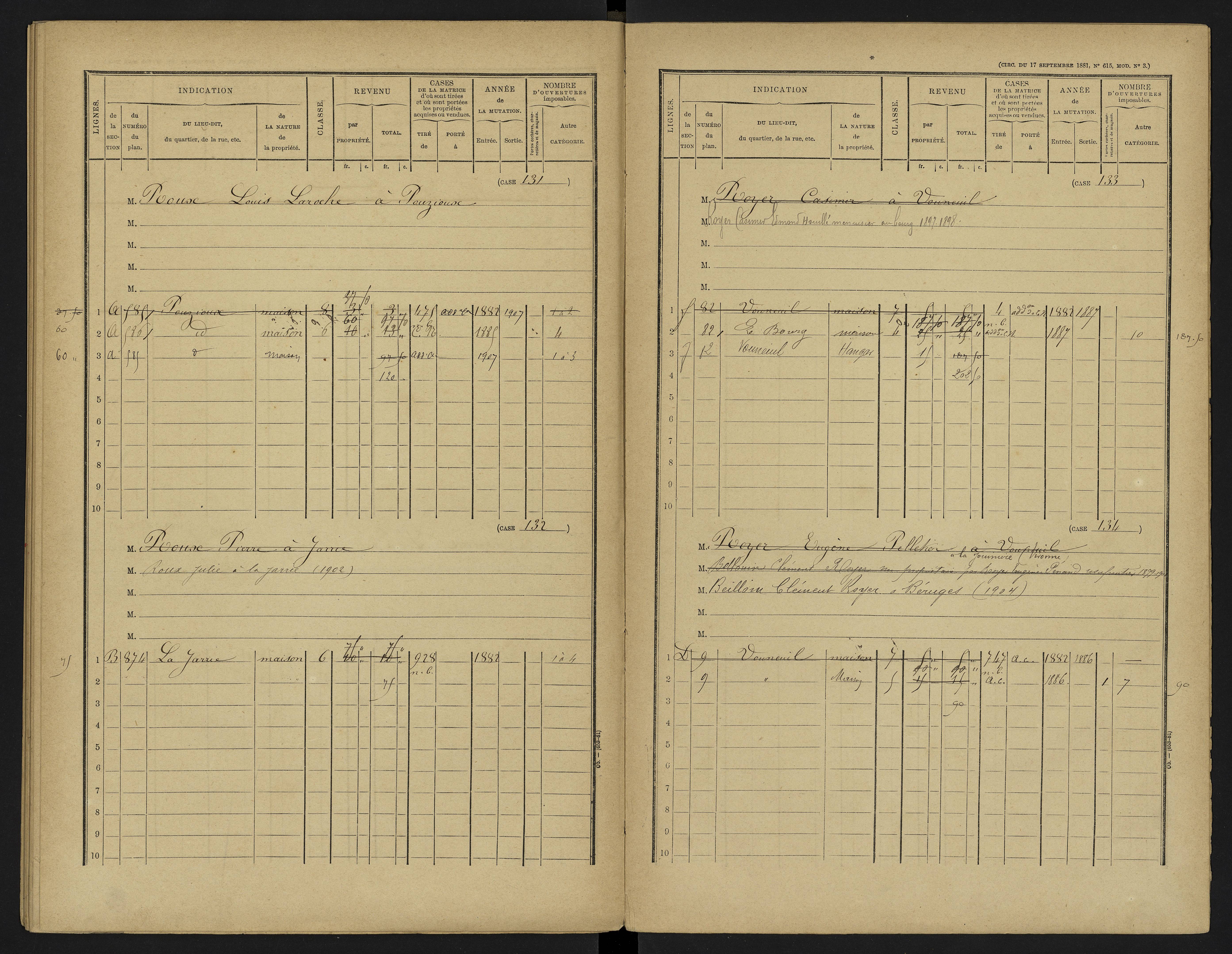 Vouneuil-sous-Biard - FRAD086_cadastre Cases 1-216. 
