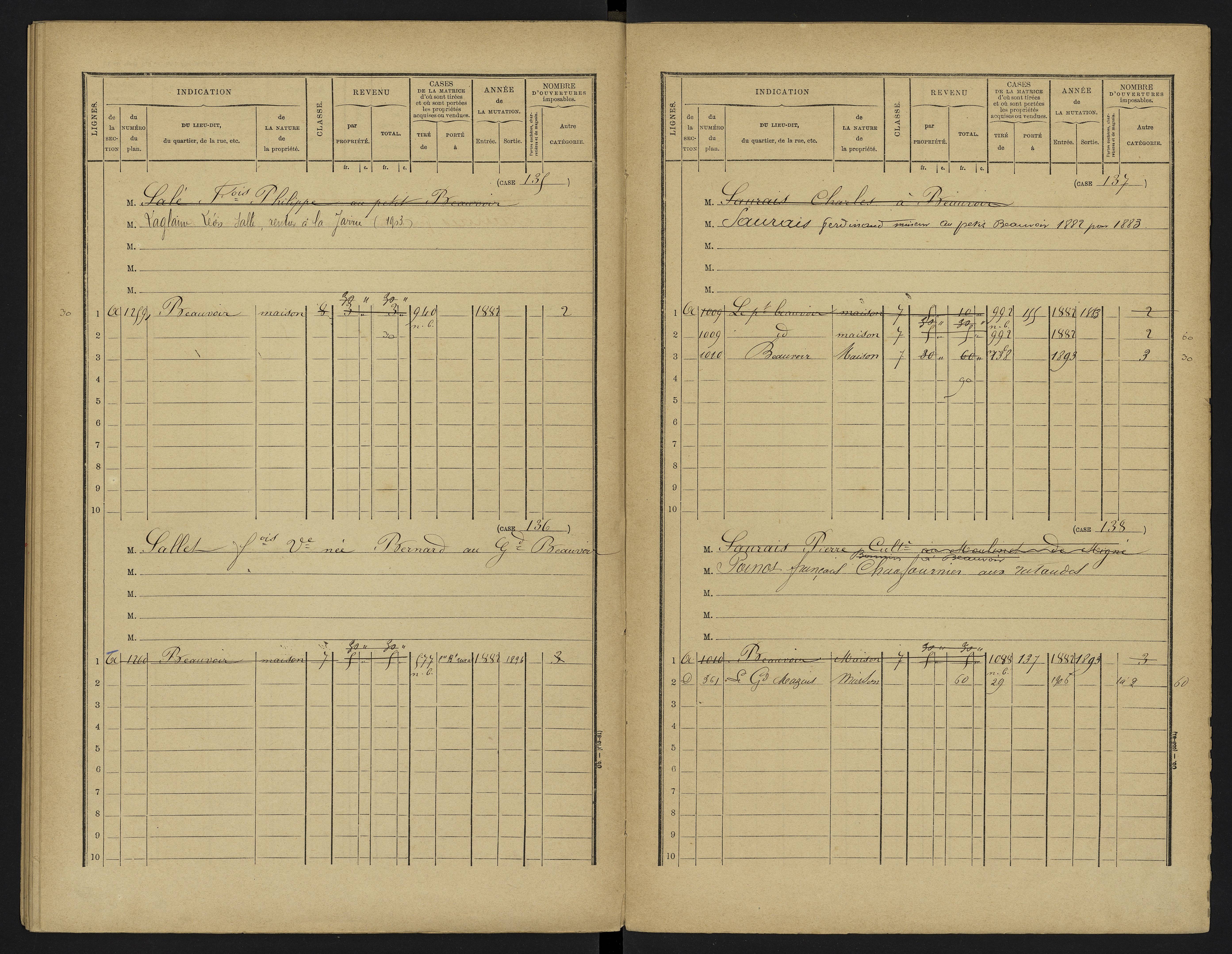 Vouneuil-sous-Biard - FRAD086_cadastre Cases 1-216. 