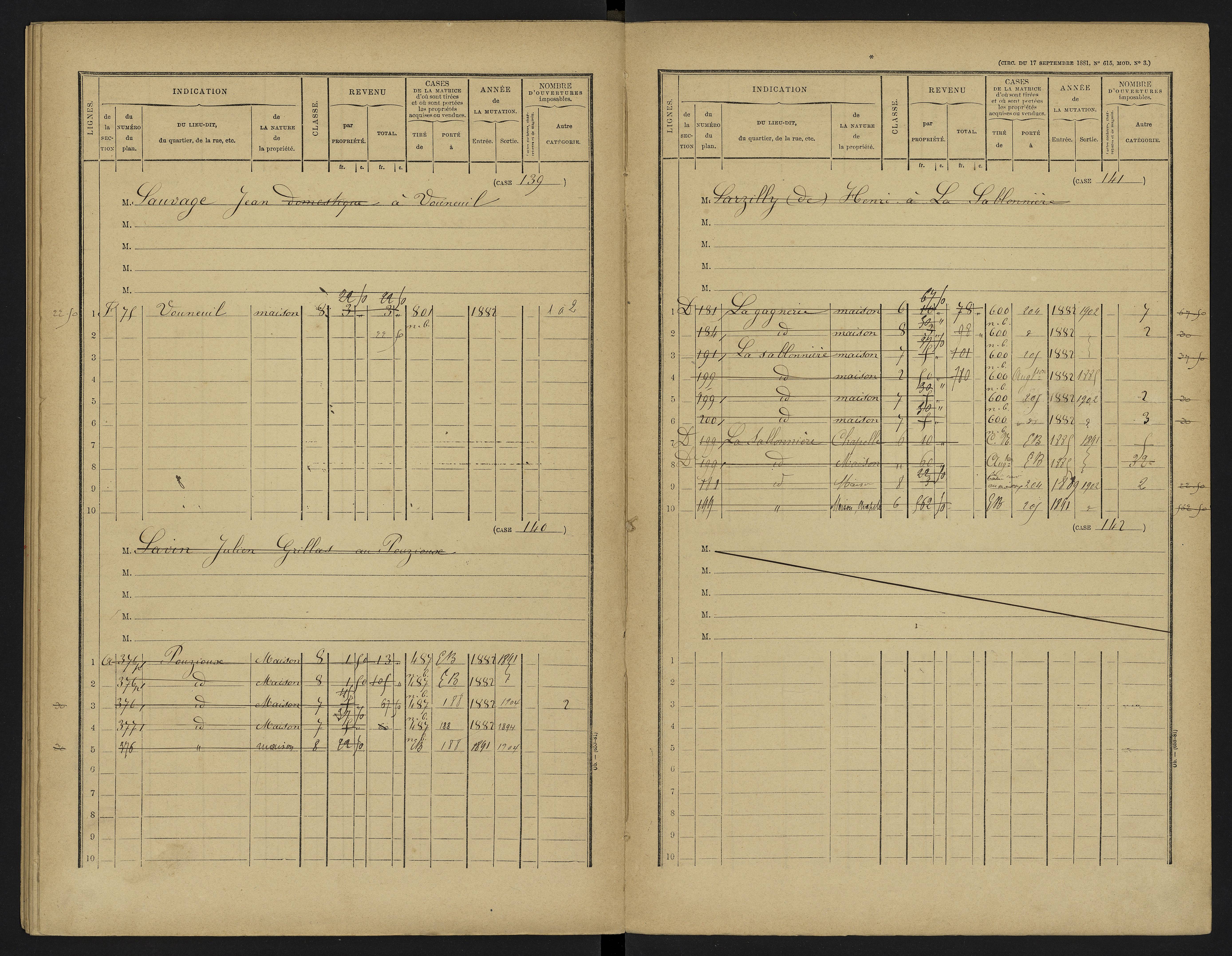 Vouneuil-sous-Biard - FRAD086_cadastre Cases 1-216. 