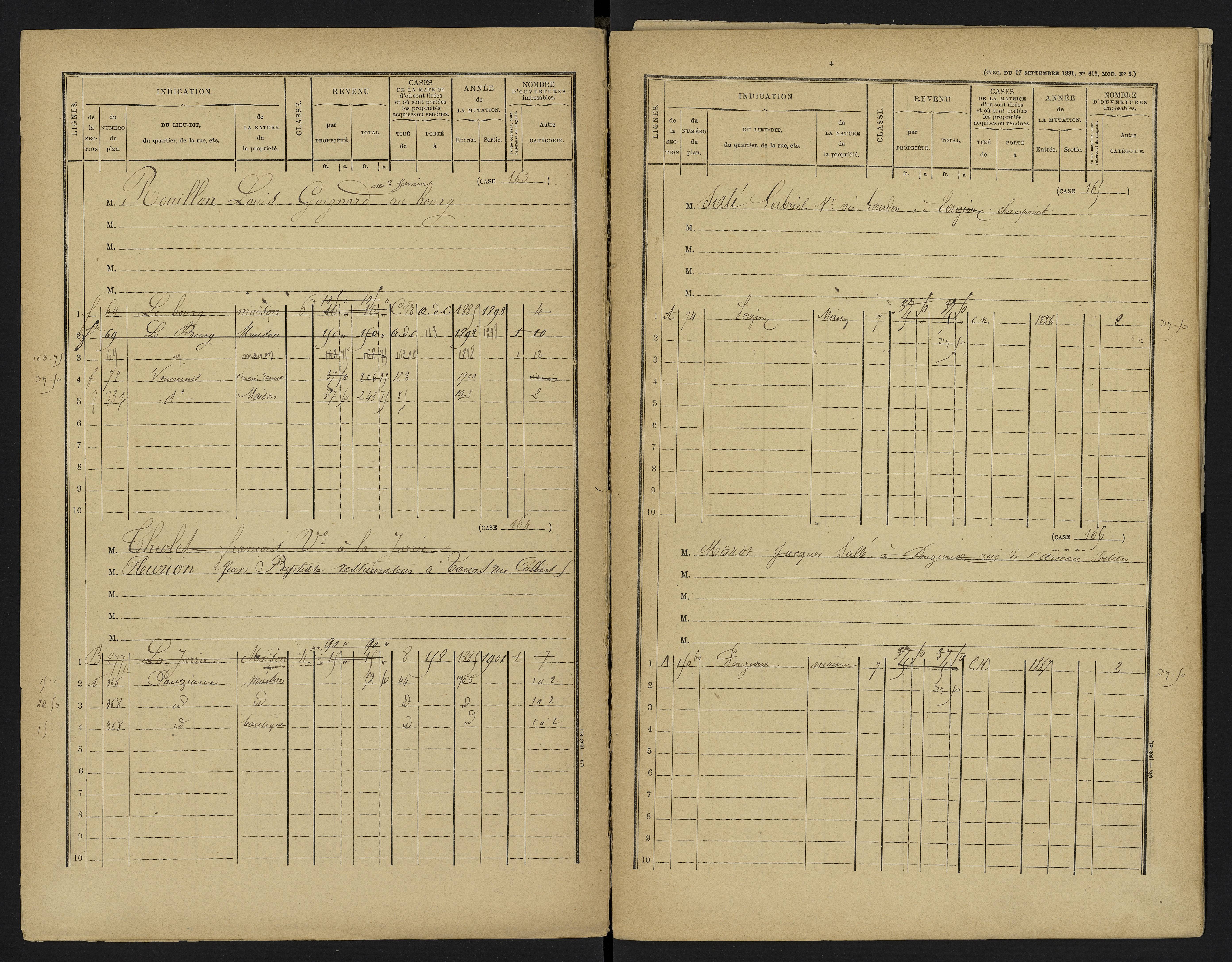 Vouneuil-sous-Biard - FRAD086_cadastre Cases 1-216. 