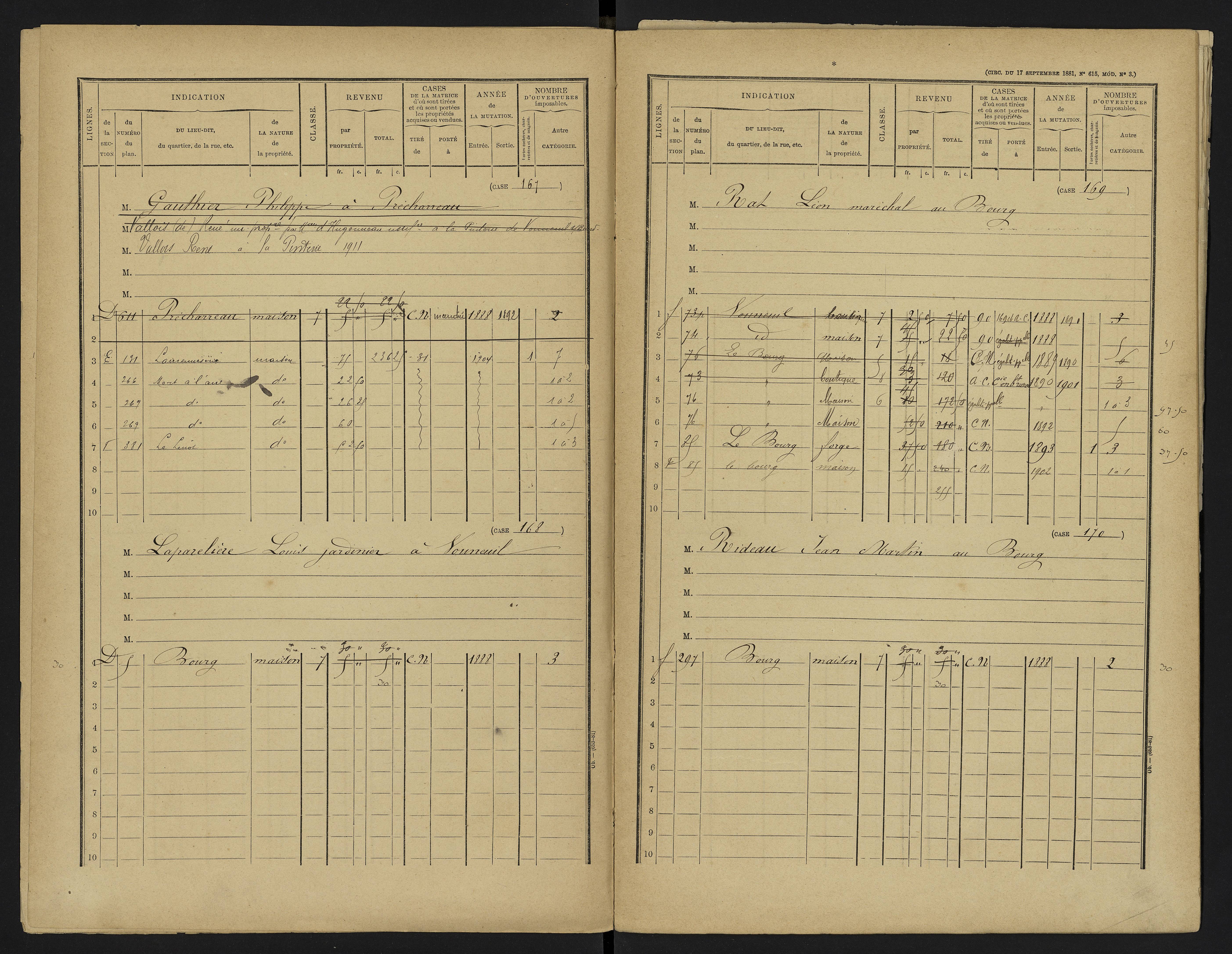 Vouneuil-sous-Biard - FRAD086_cadastre Cases 1-216. 
