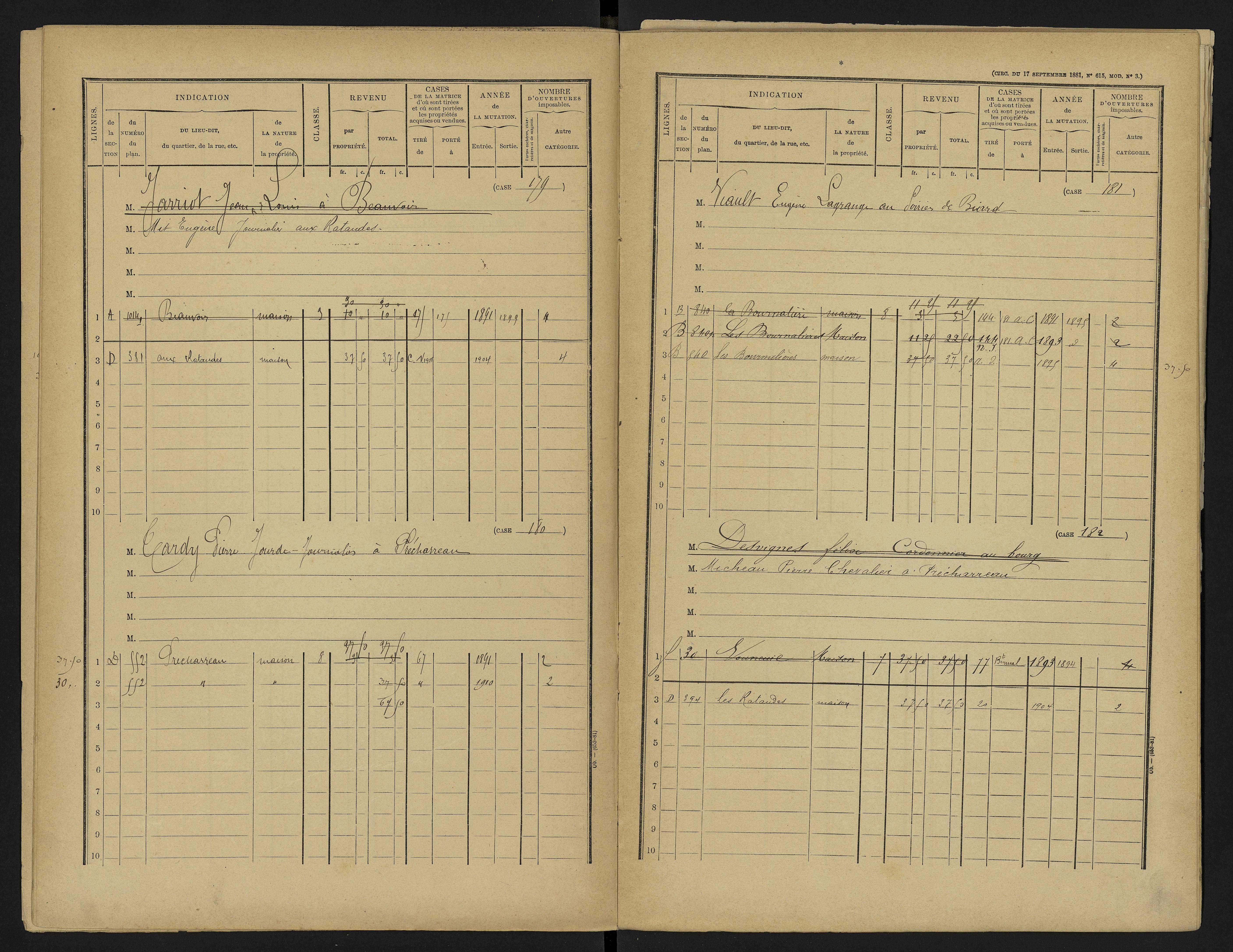 Vouneuil-sous-Biard - FRAD086_cadastre Cases 1-216. 