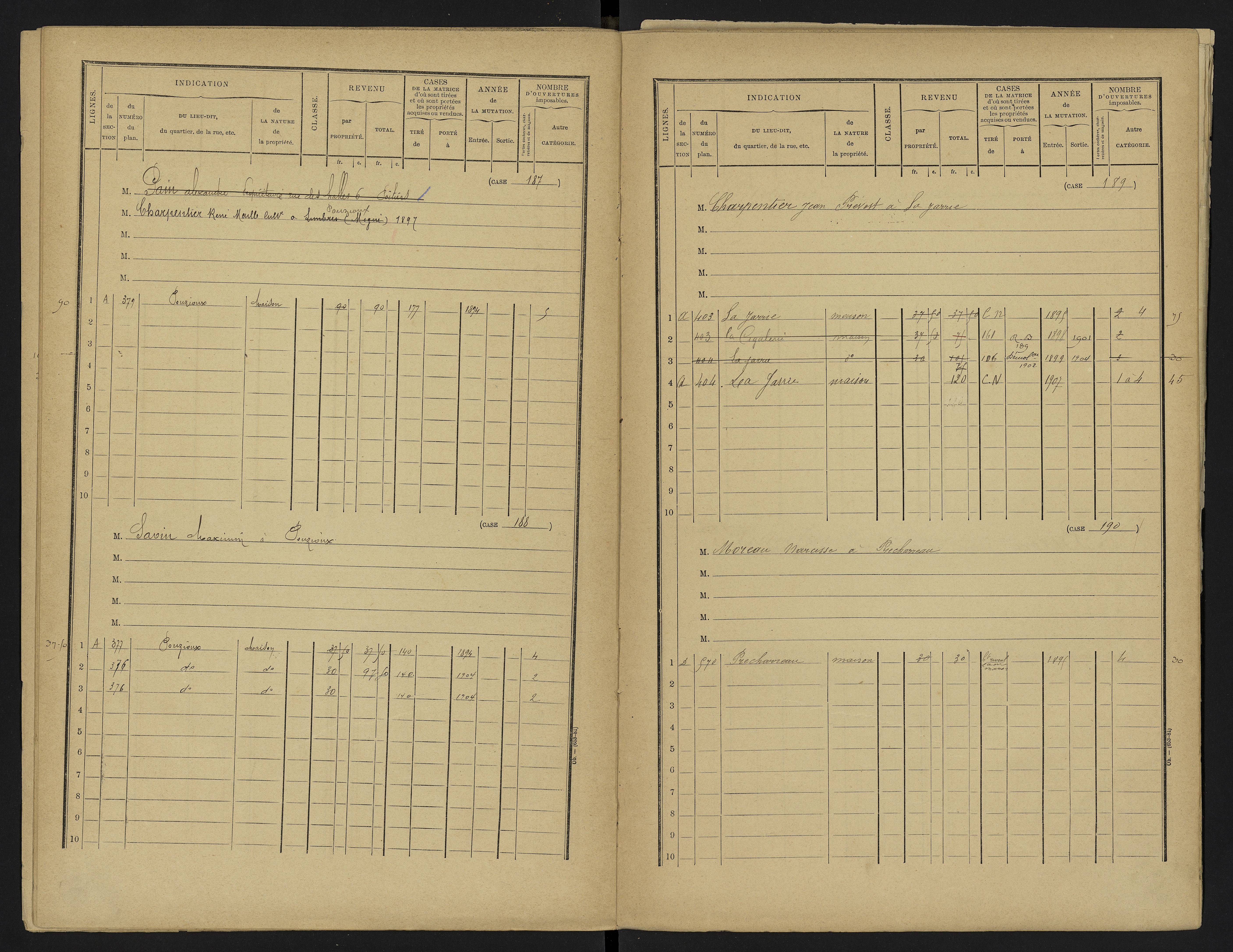 Vouneuil-sous-Biard - FRAD086_cadastre Cases 1-216. 