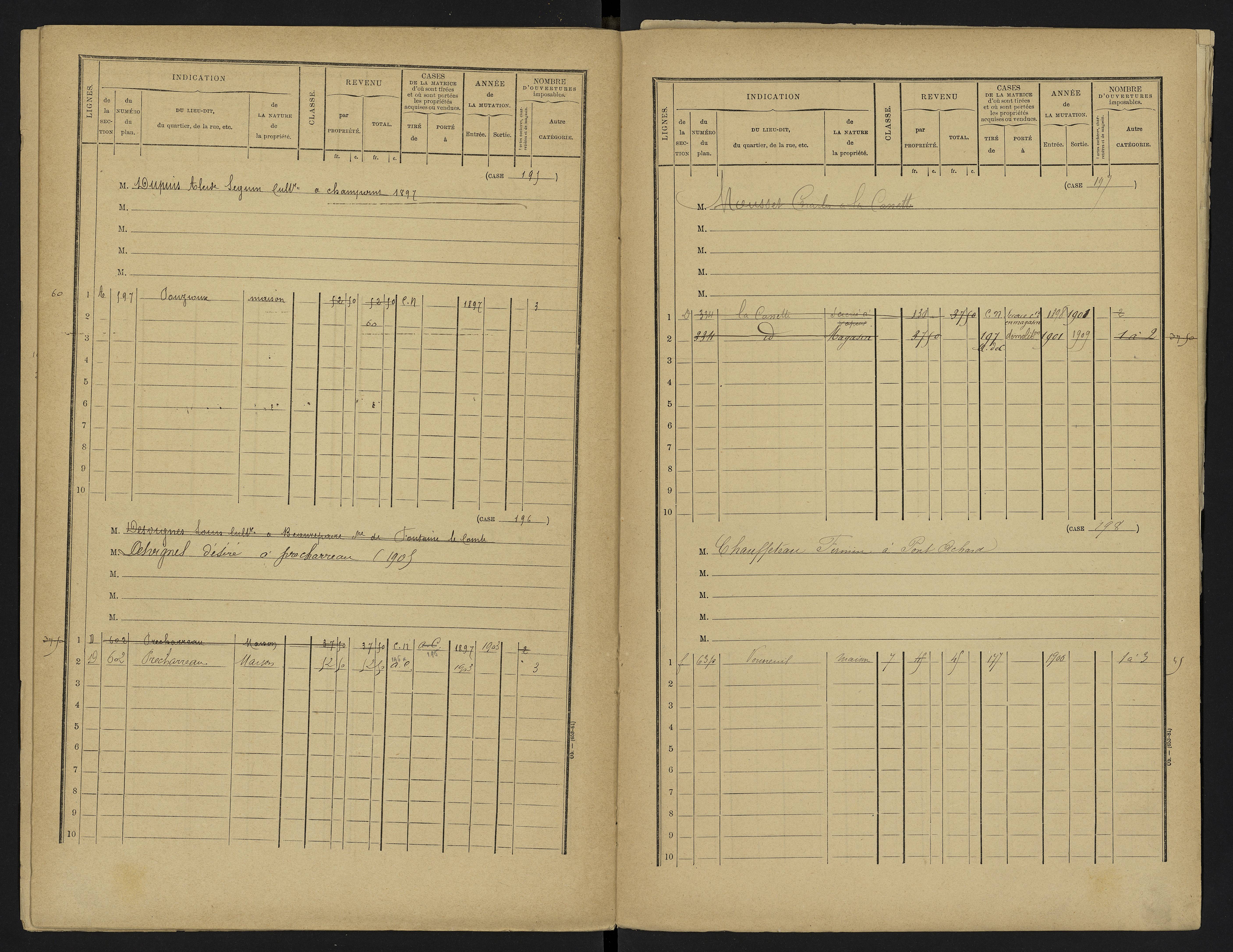 Vouneuil-sous-Biard - FRAD086_cadastre Cases 1-216. 