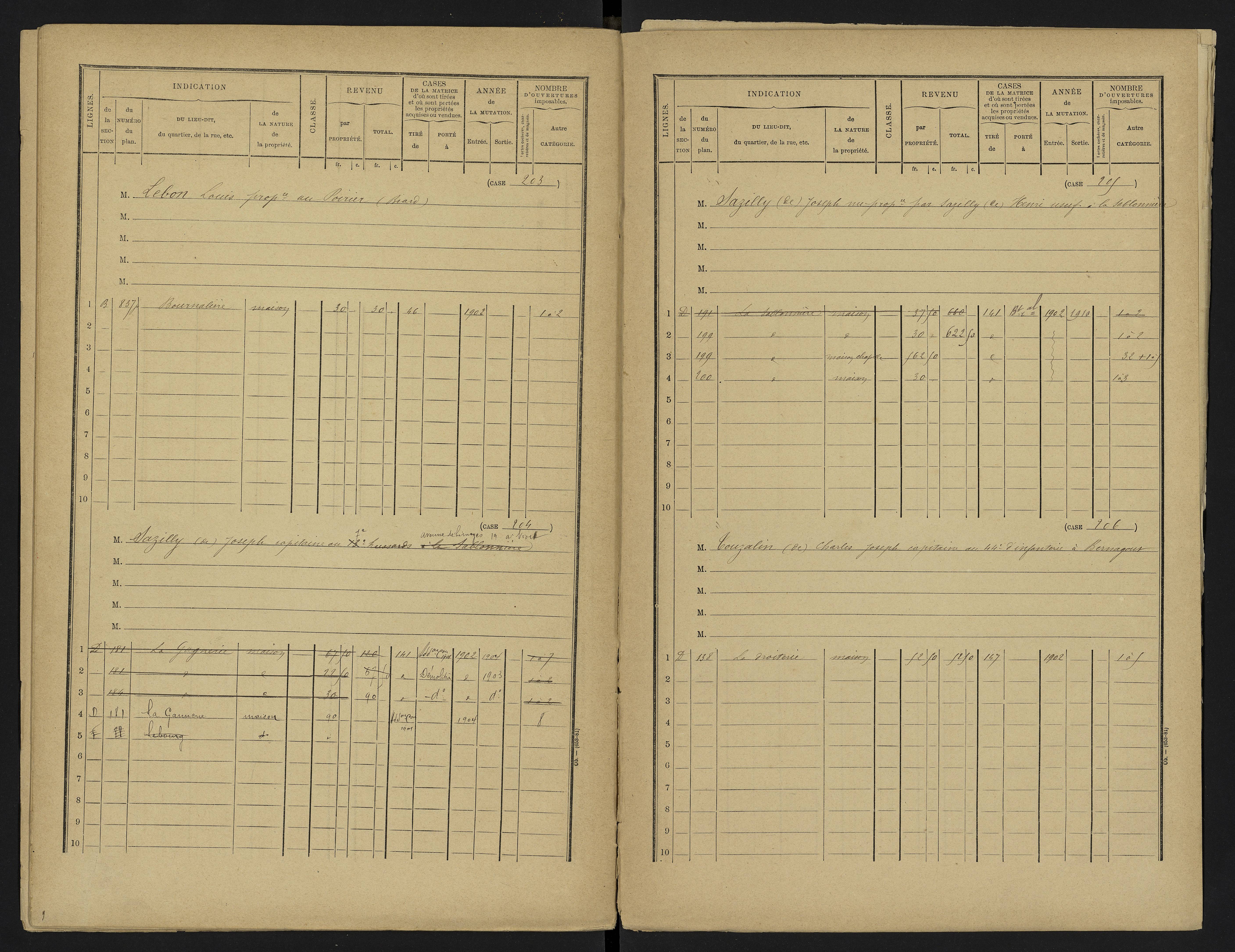 Vouneuil-sous-Biard - FRAD086_cadastre Cases 1-216. 