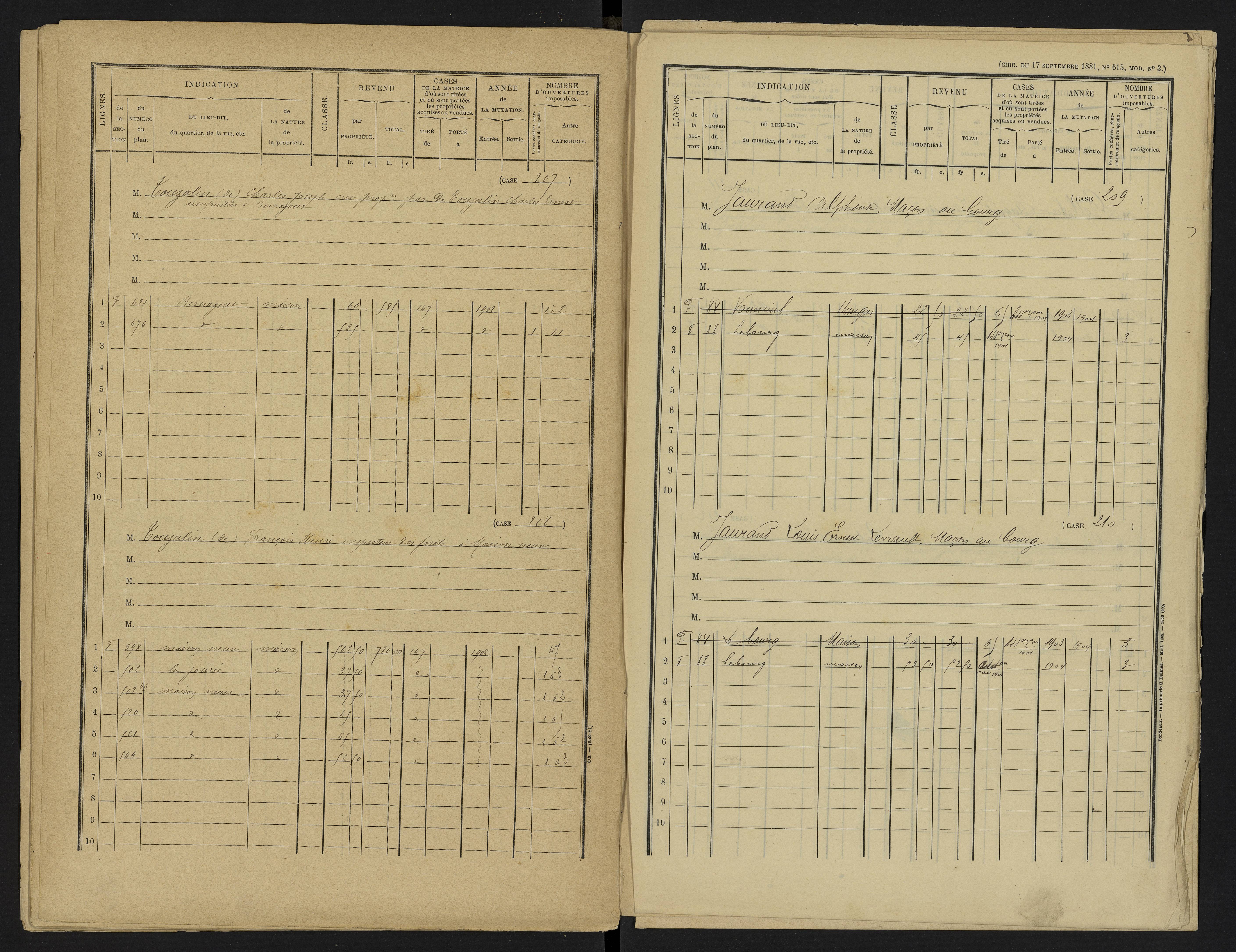 Vouneuil-sous-Biard - FRAD086_cadastre Cases 1-216. 