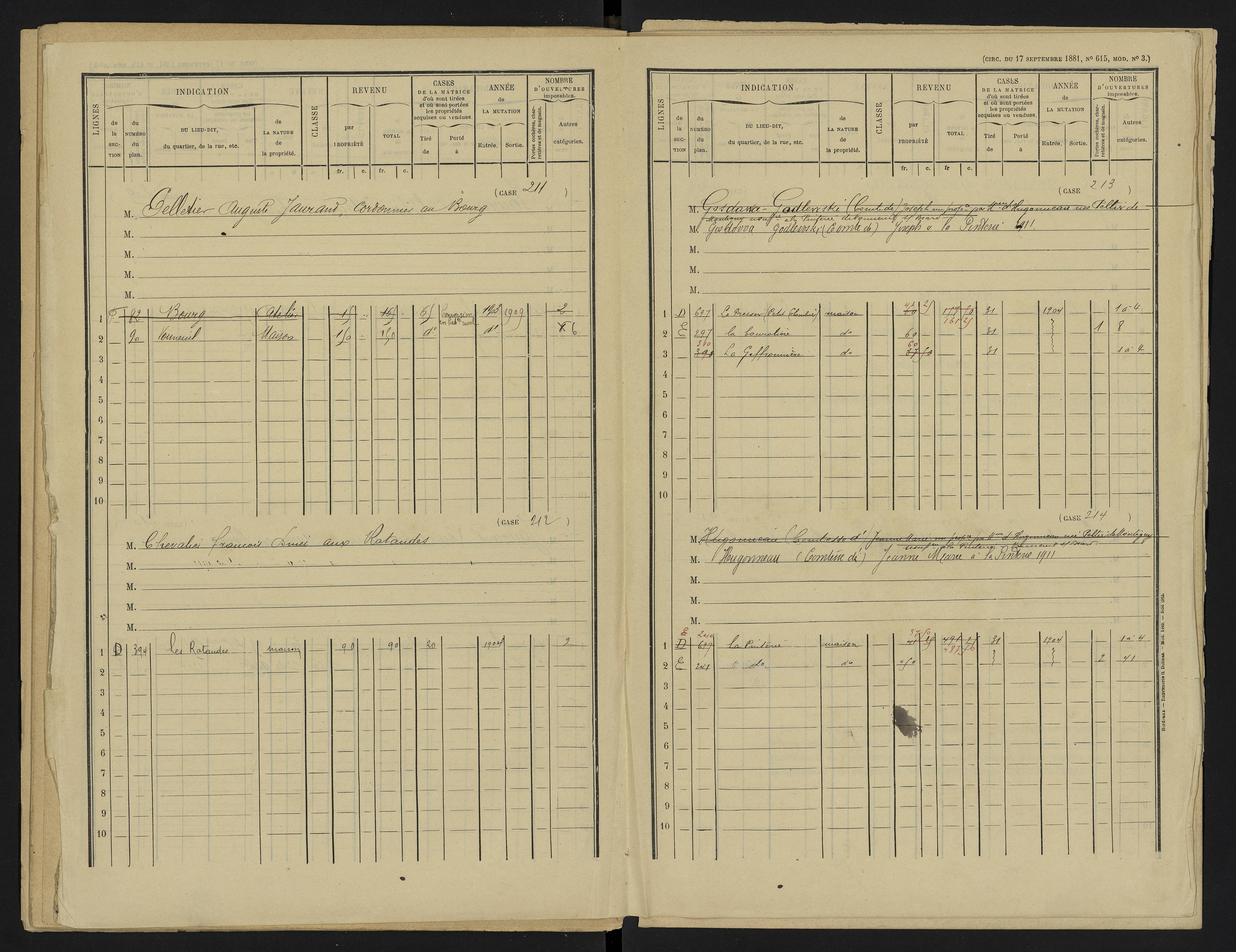 Vouneuil-sous-Biard - FRAD086_cadastre Cases 1-216. 