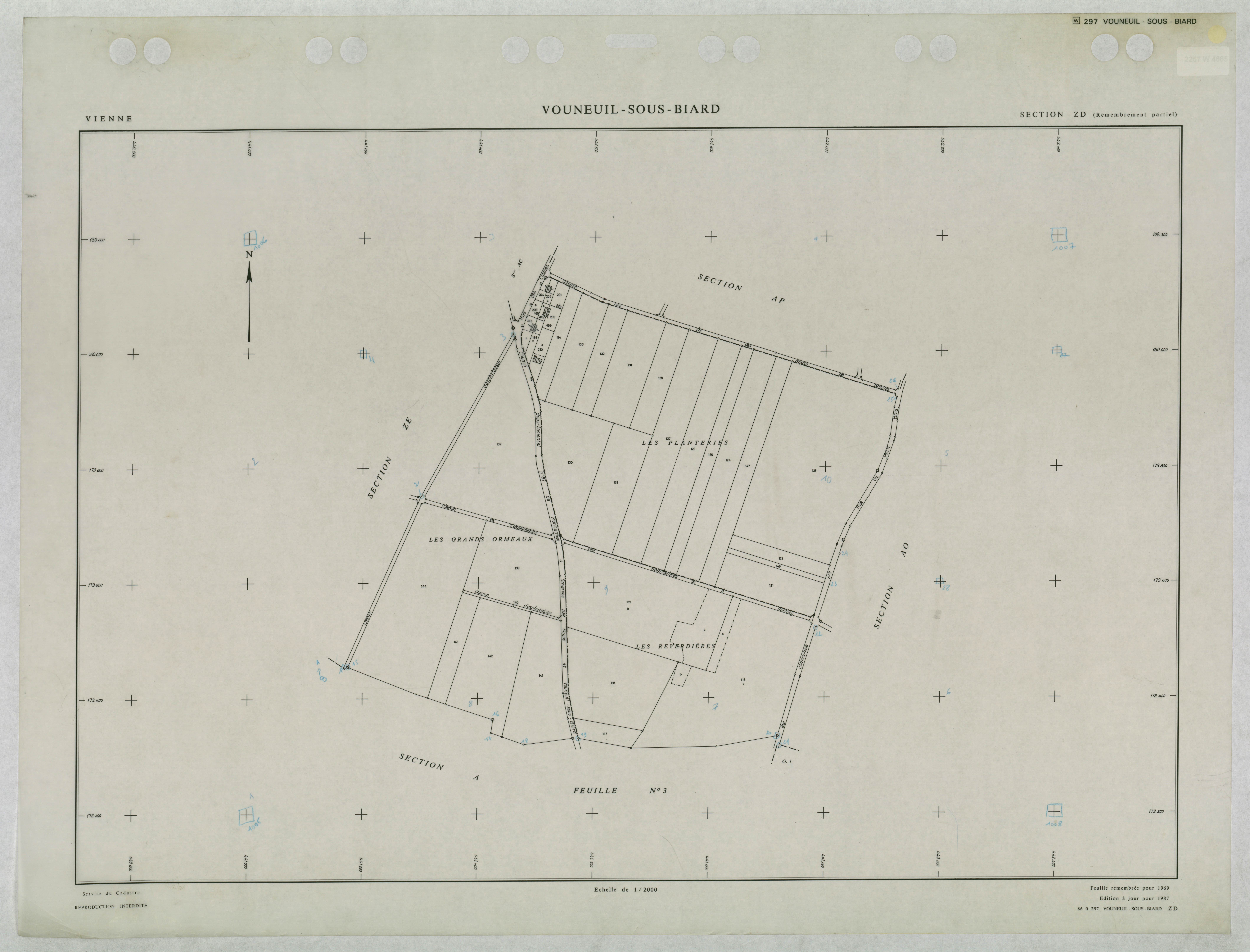 Vouneuil-sous-Biard - FRAD086_cadastre Plans remembrés 