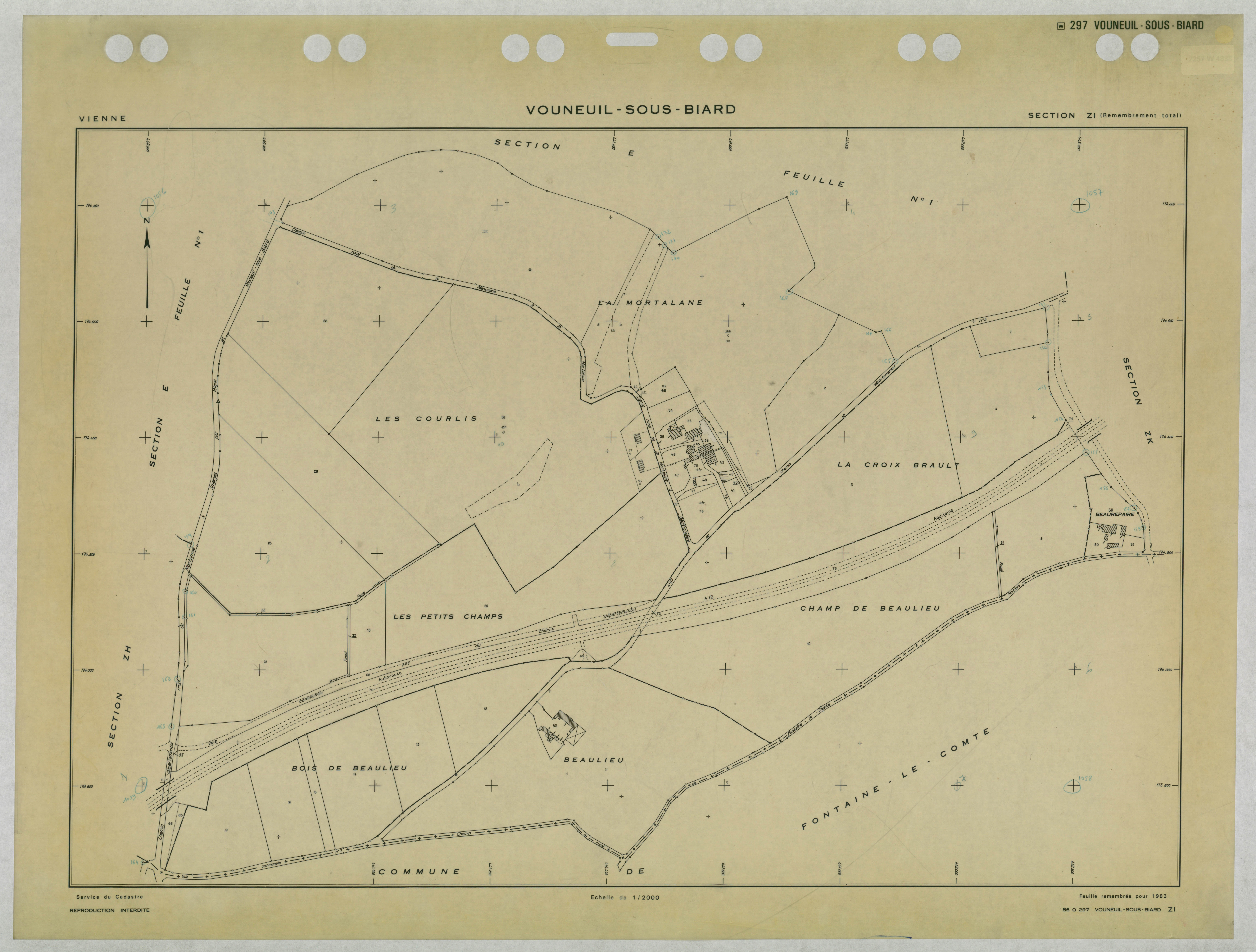 Vouneuil-sous-Biard - FRAD086_cadastre Plans remembrés 