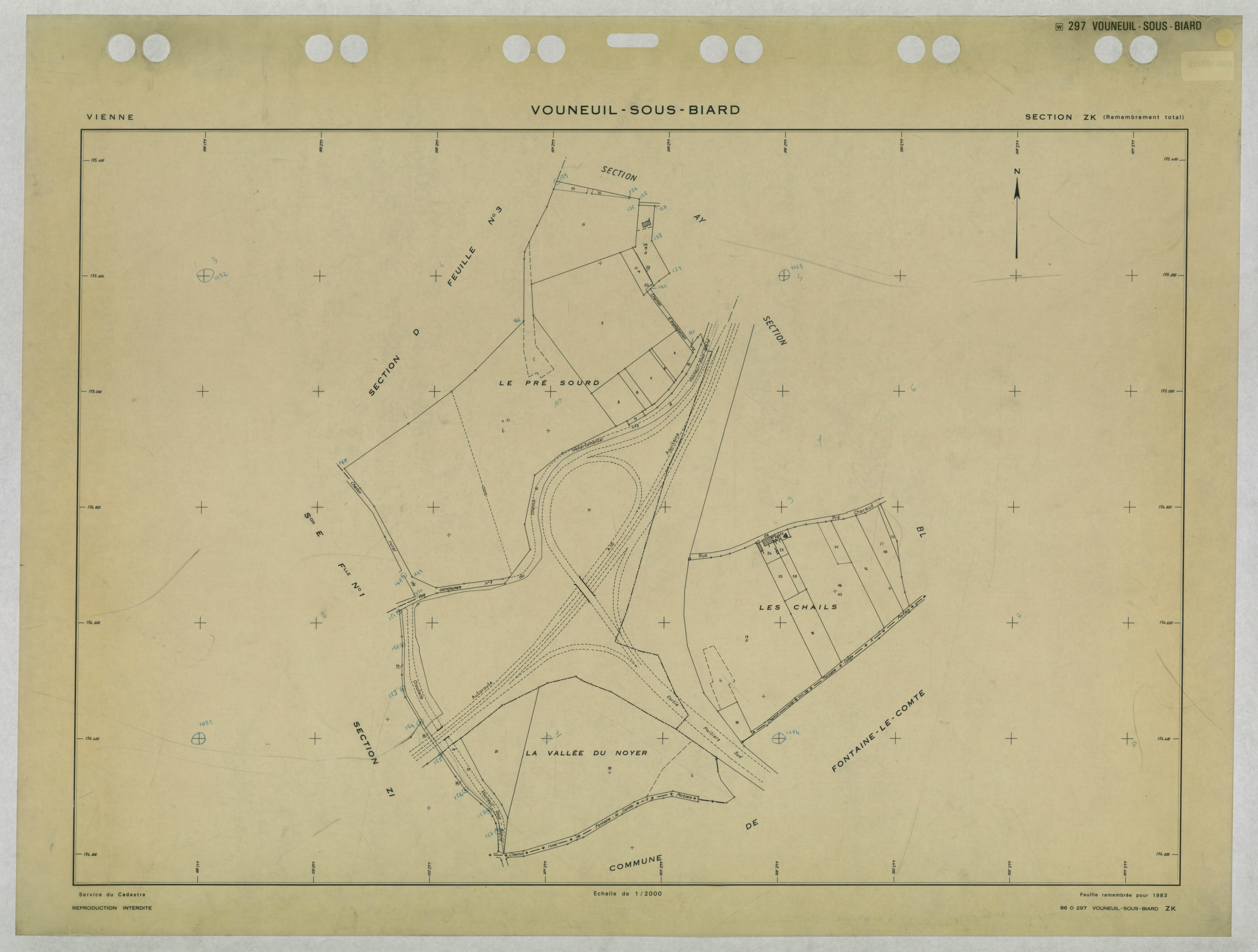 Vouneuil-sous-Biard - FRAD086_cadastre Plans remembrés 