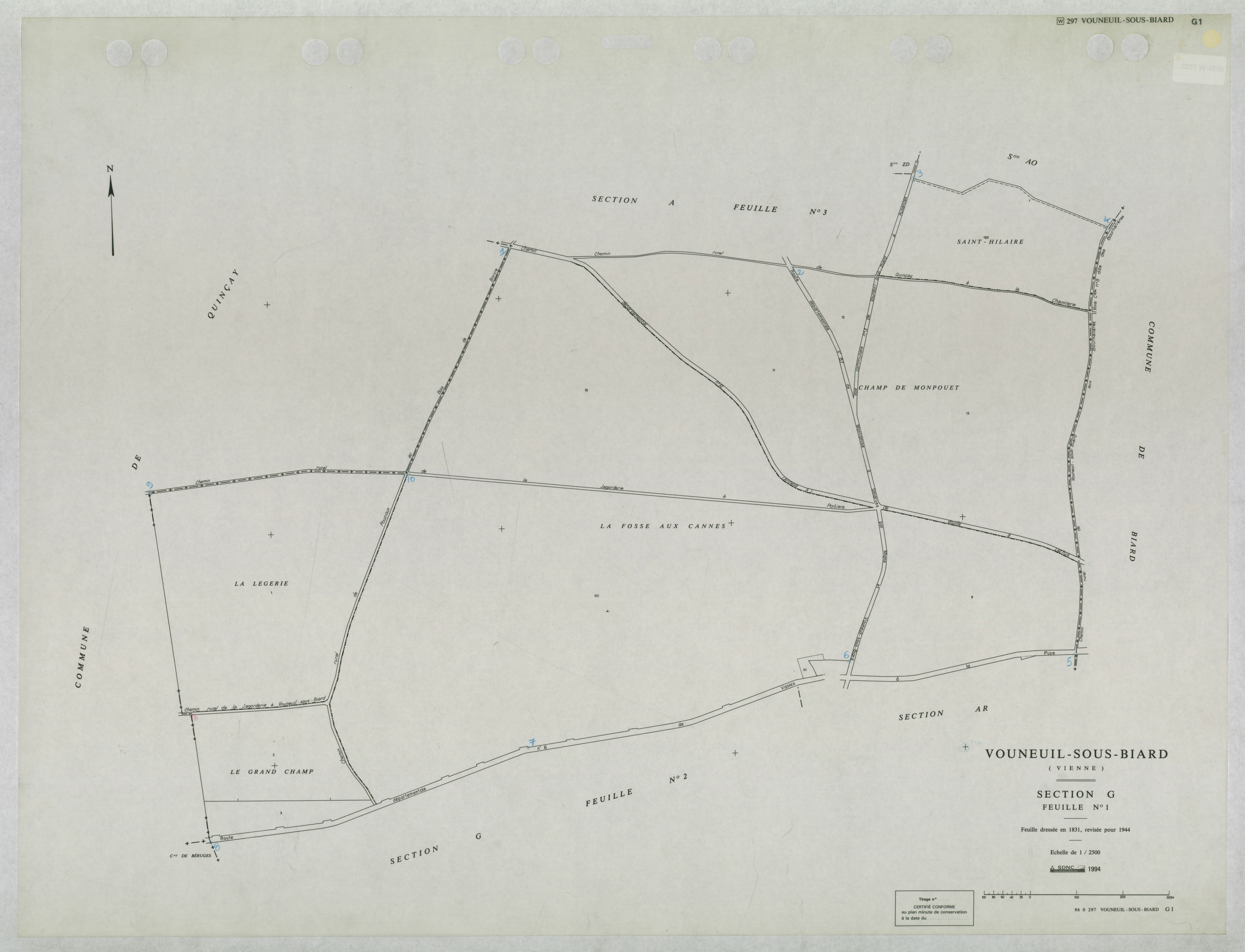 Vouneuil-sous-Biard - FRAD086_cadastre Plans mis à jour 