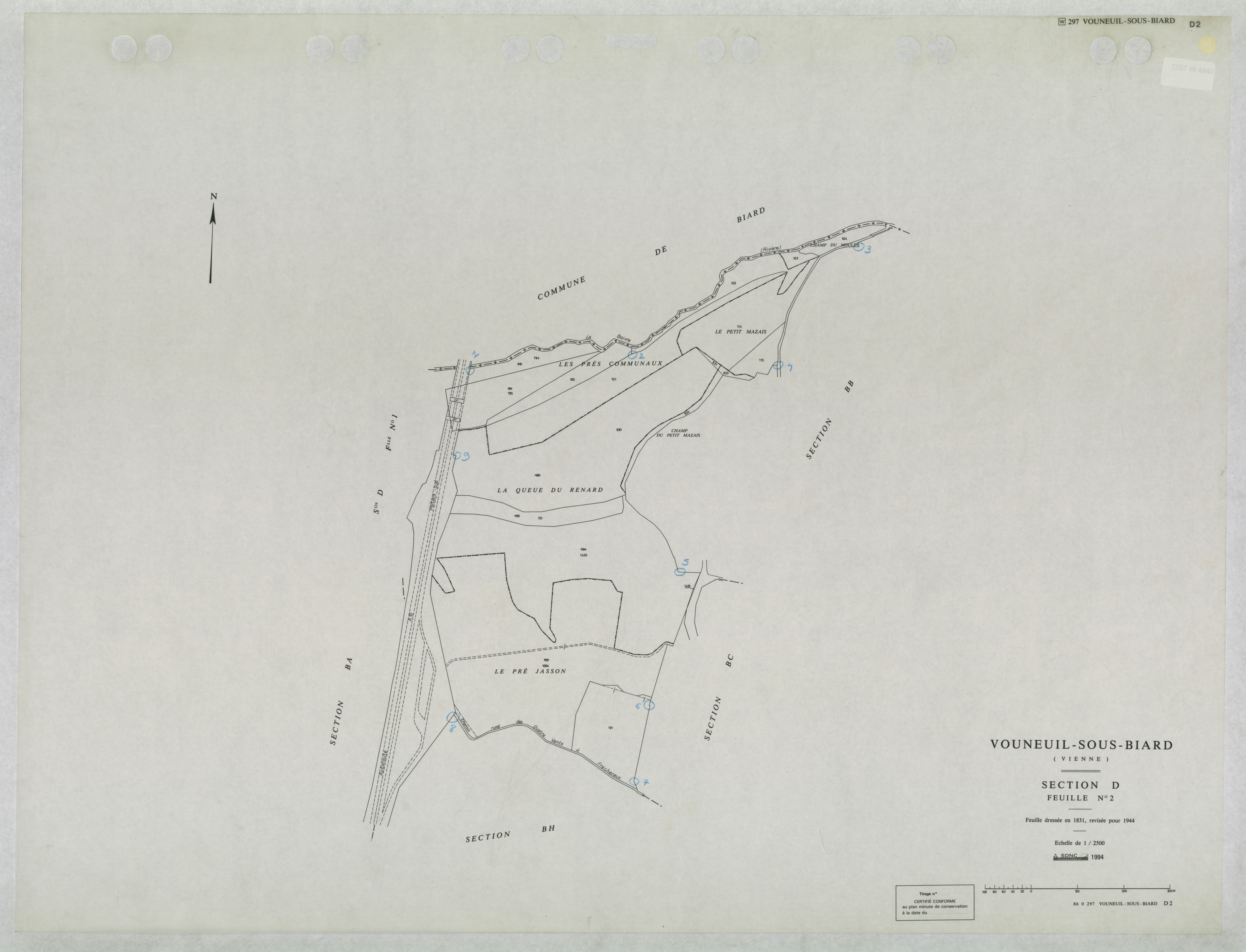 Vouneuil-sous-Biard - FRAD086_cadastre Plans mis à jour 