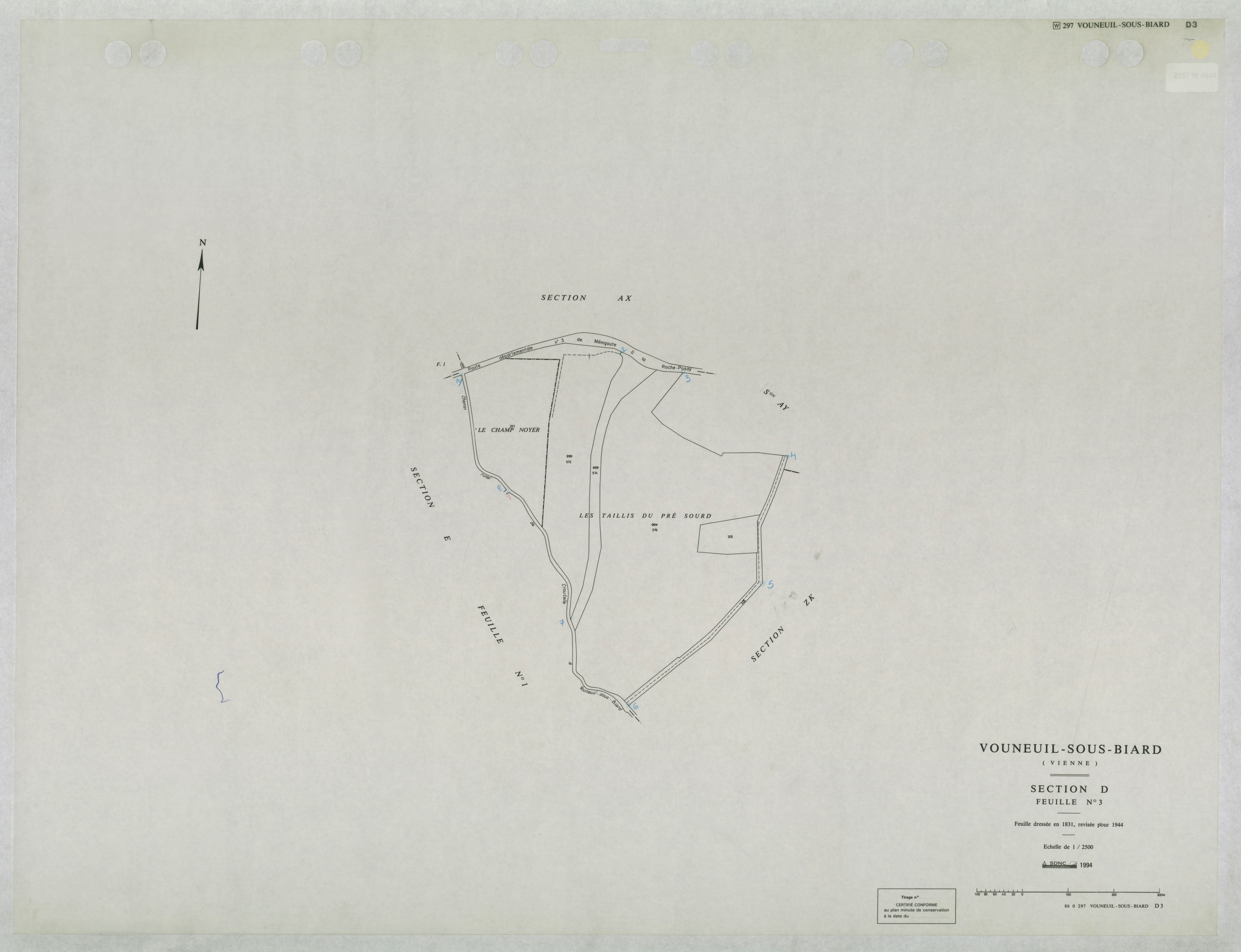 Vouneuil-sous-Biard - FRAD086_cadastre Plans mis à jour 