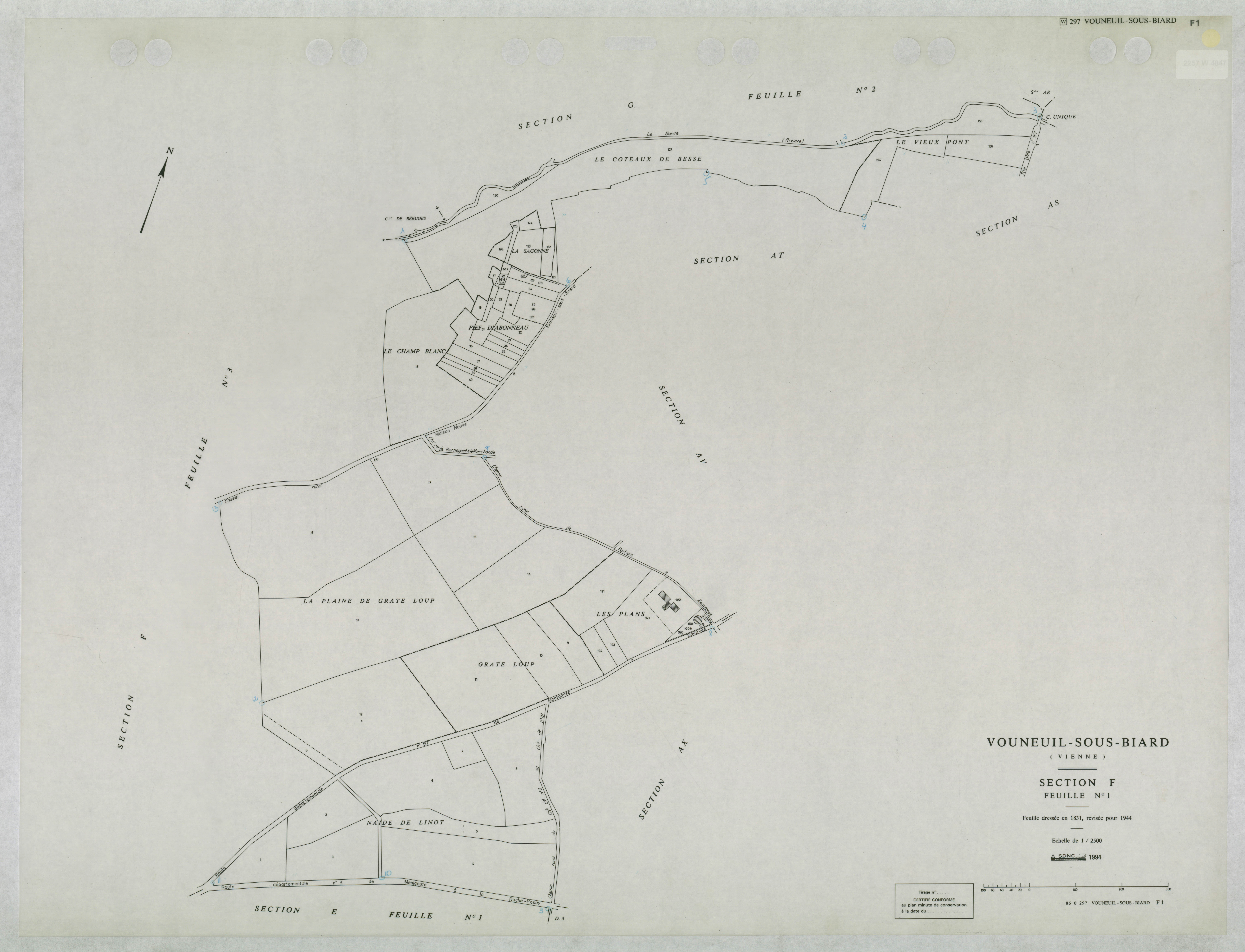 Vouneuil-sous-Biard - FRAD086_cadastre Plans mis à jour 
