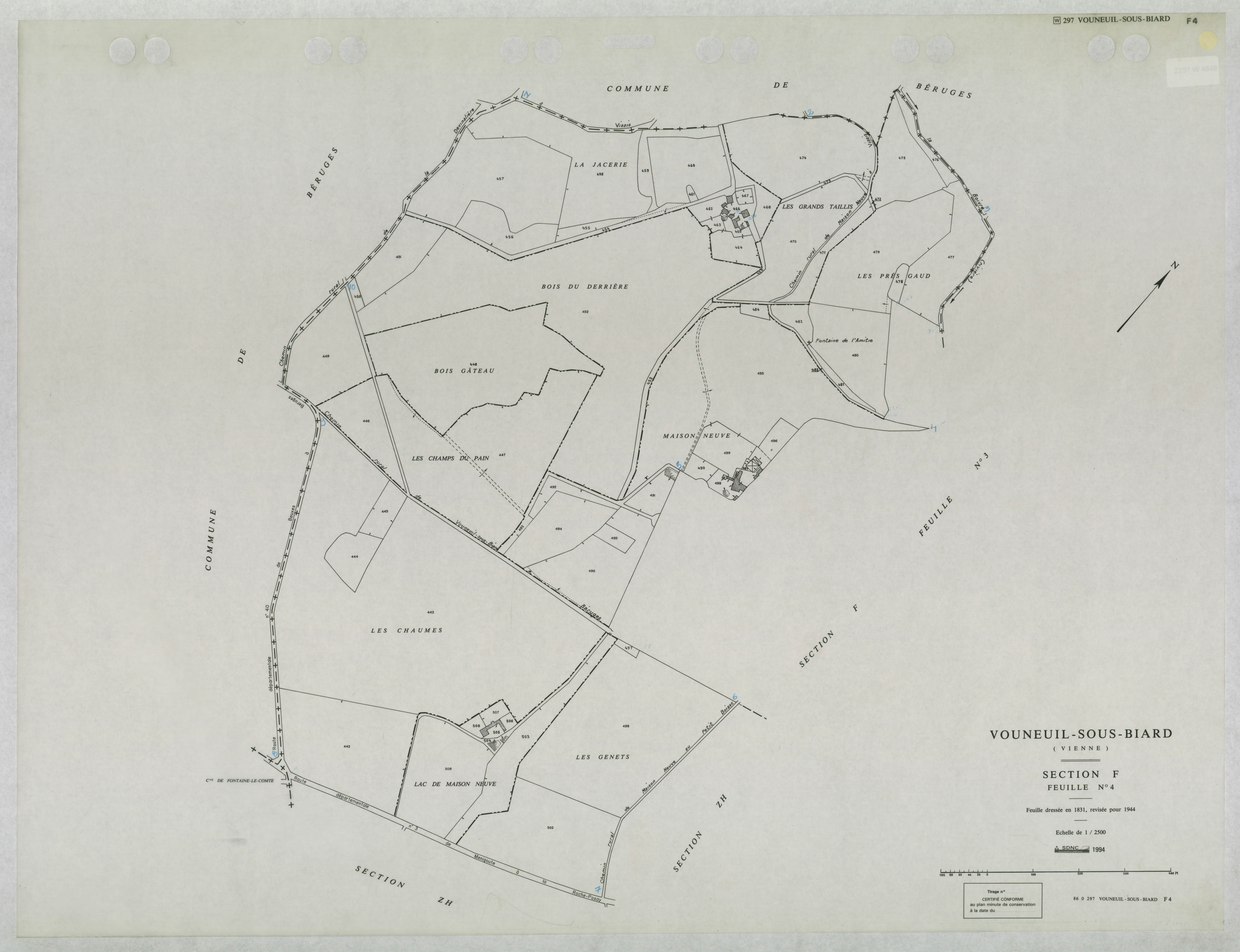 Vouneuil-sous-Biard - FRAD086_cadastre Plans mis à jour 