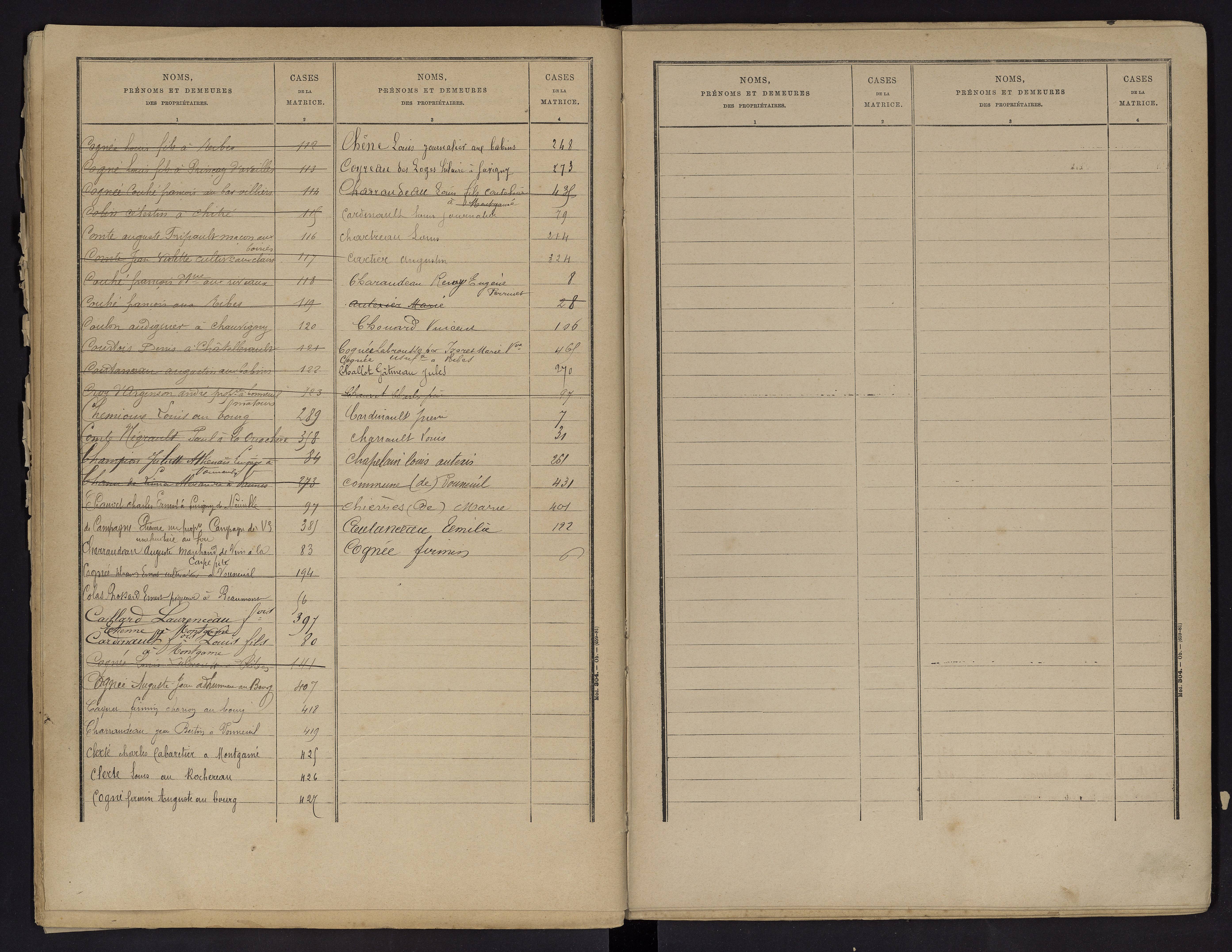 Vouneuil-sur-Vienne - FRAD086_cadastre Cases 1-479. 