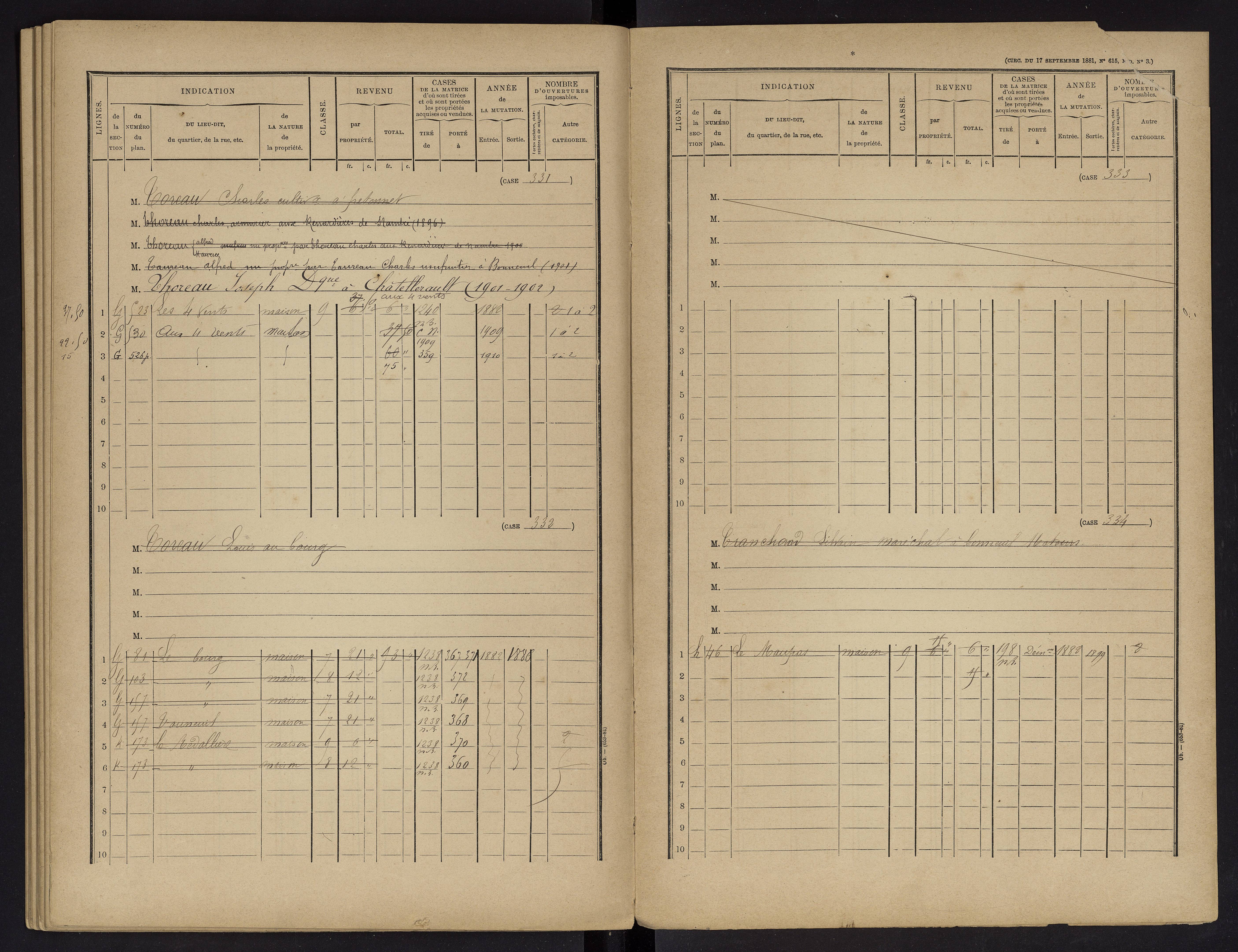Vouneuil-sur-Vienne - FRAD086_cadastre Cases 1-479. 