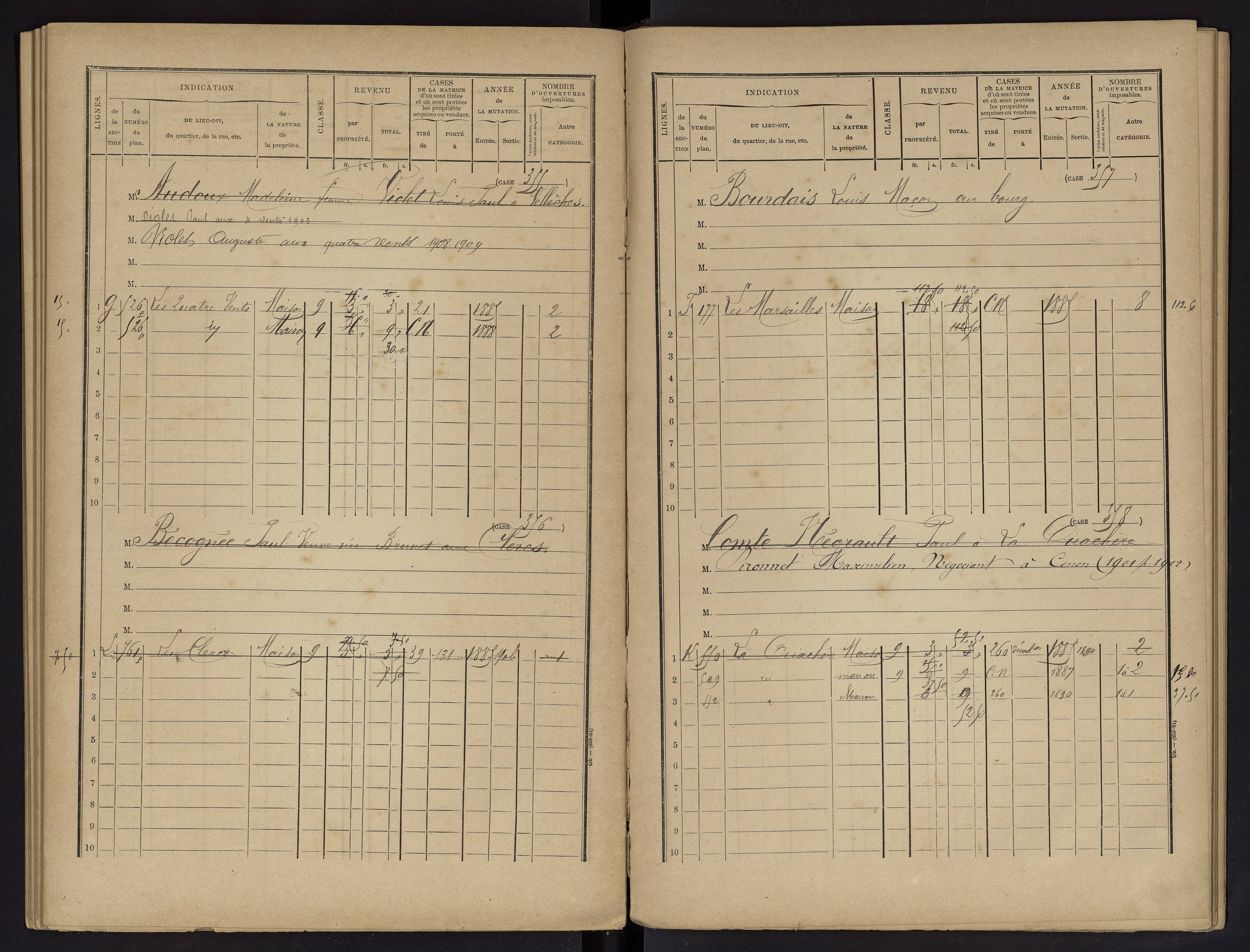 Vouneuil-sur-Vienne - FRAD086_cadastre Cases 1-479. 