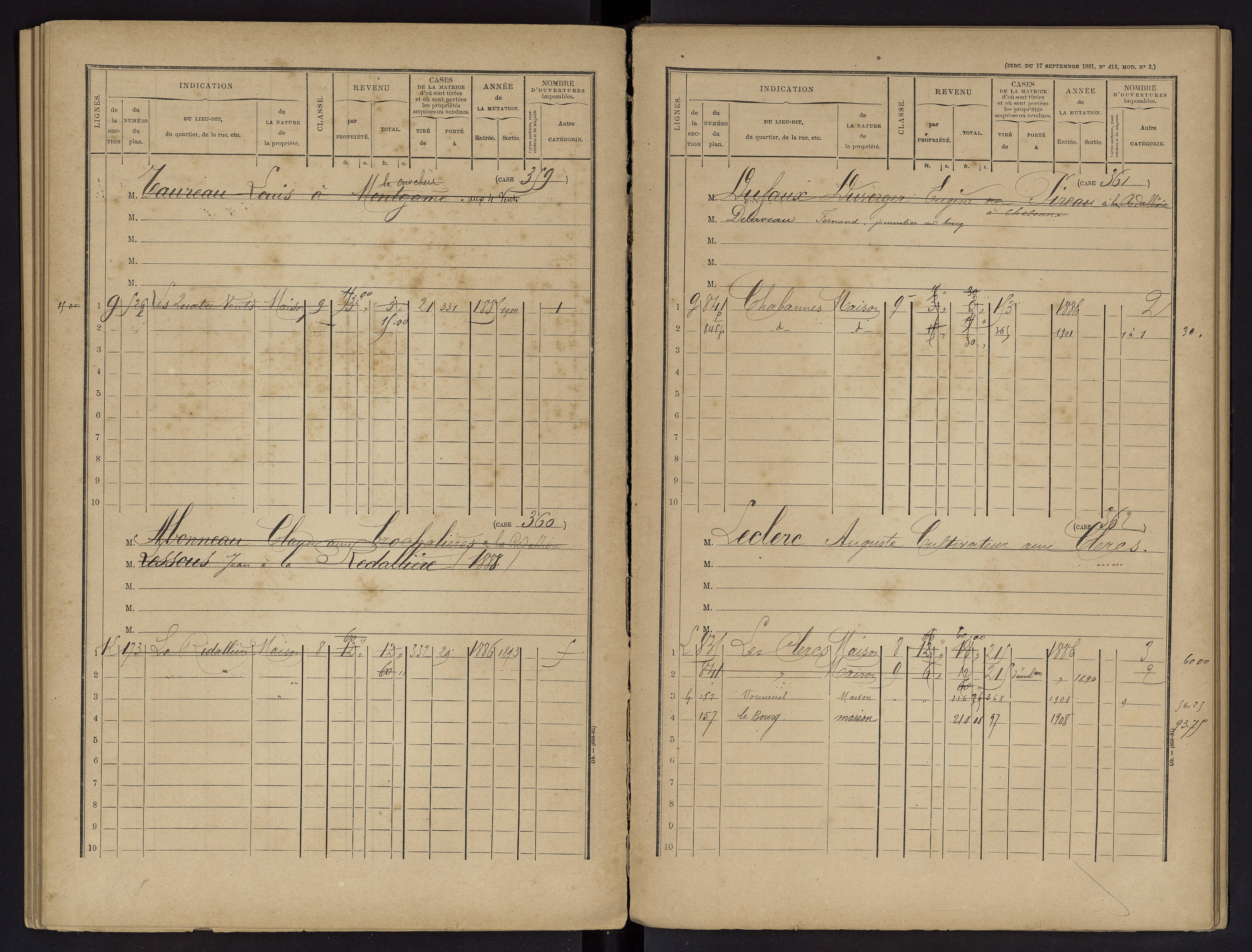 Vouneuil-sur-Vienne - FRAD086_cadastre Cases 1-479. 