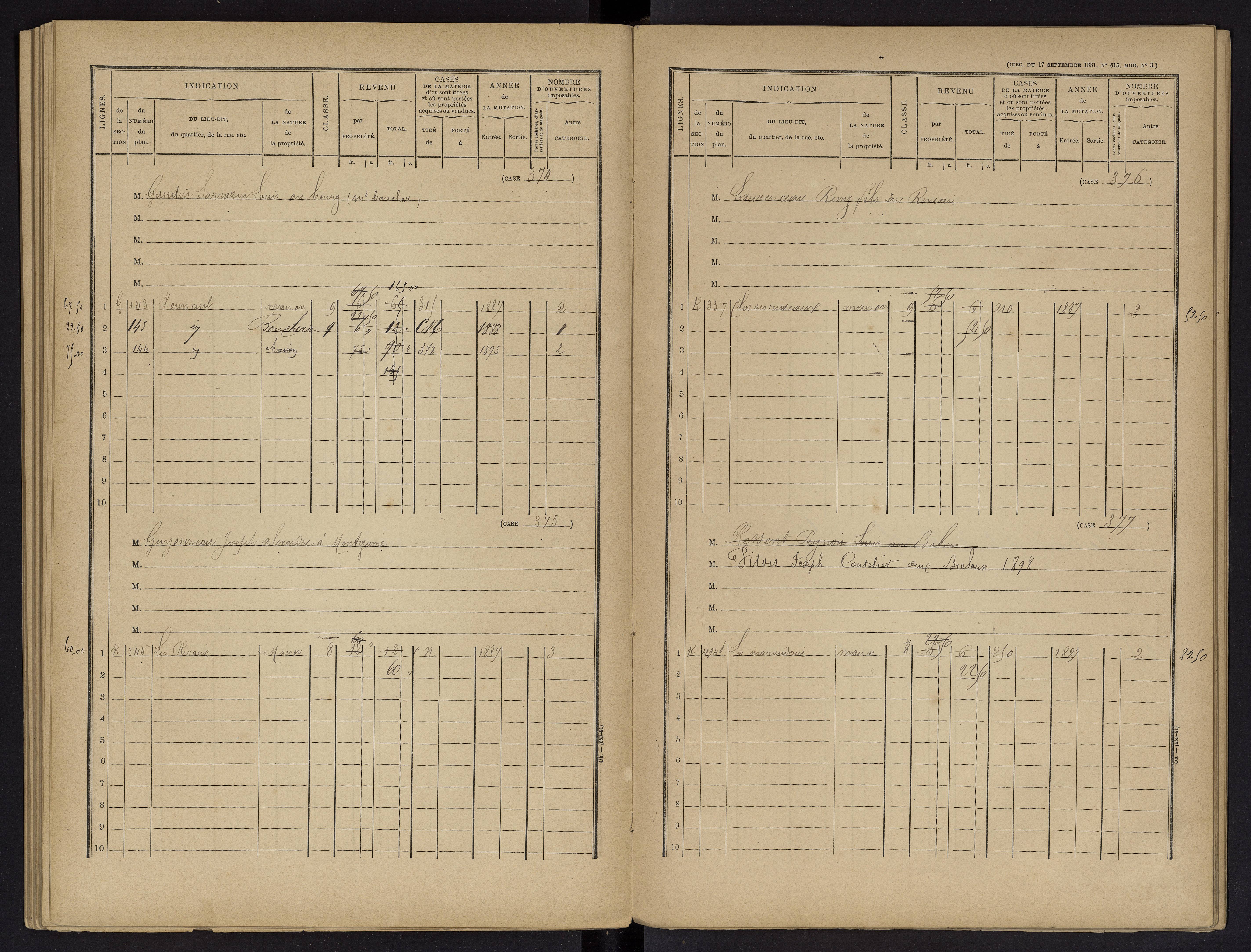 Vouneuil-sur-Vienne - FRAD086_cadastre Cases 1-479. 