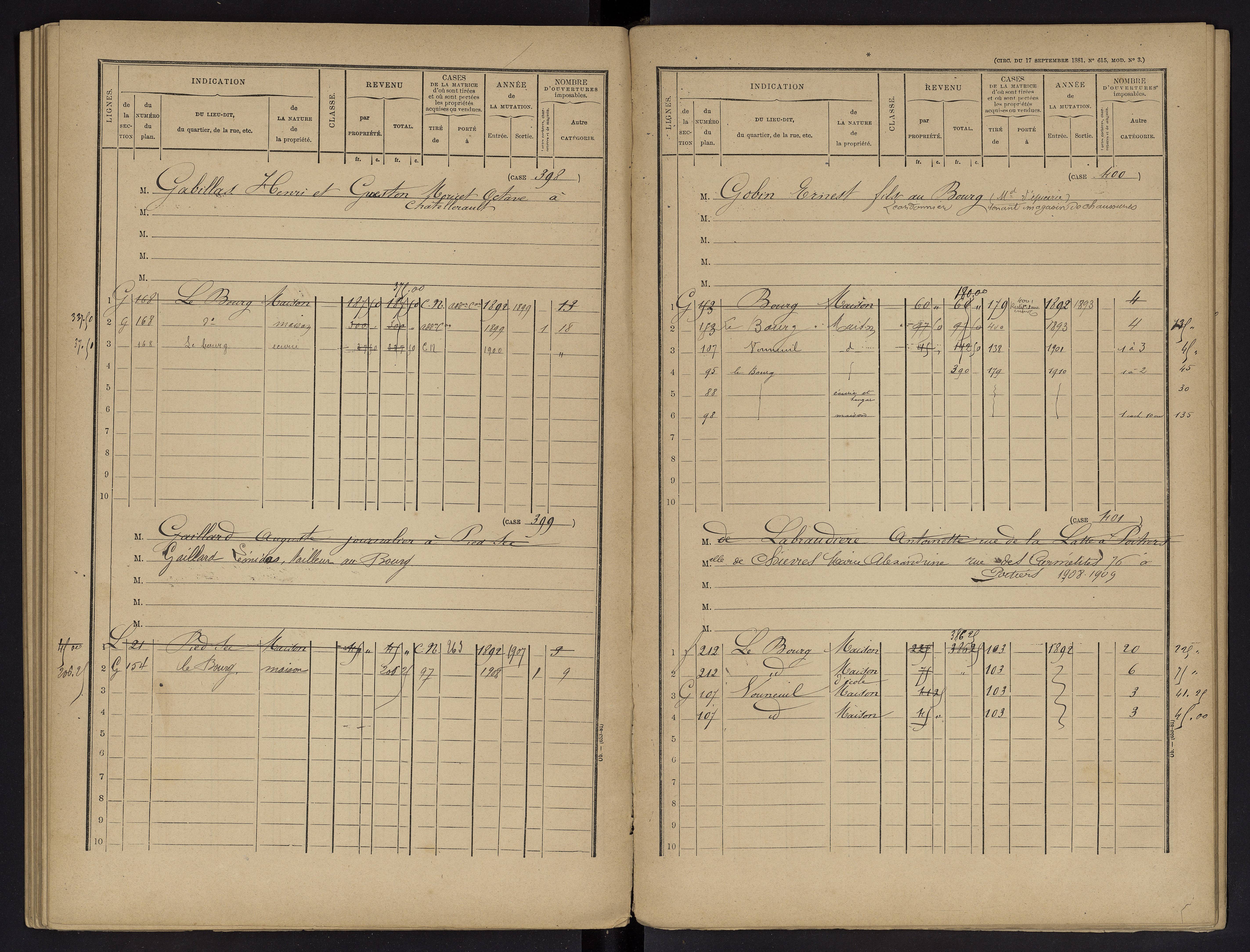Vouneuil-sur-Vienne - FRAD086_cadastre Cases 1-479. 