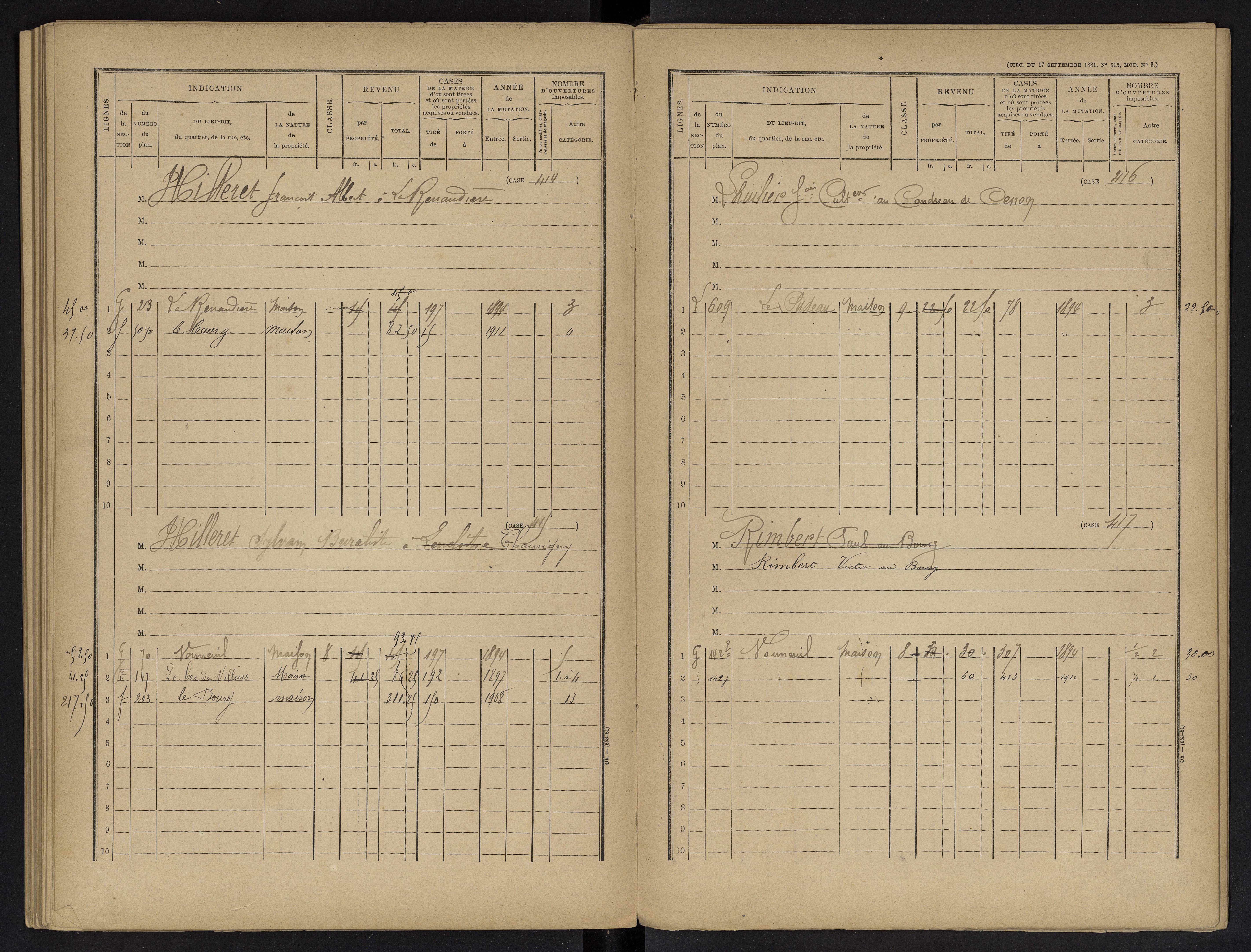 Vouneuil-sur-Vienne - FRAD086_cadastre Cases 1-479. 