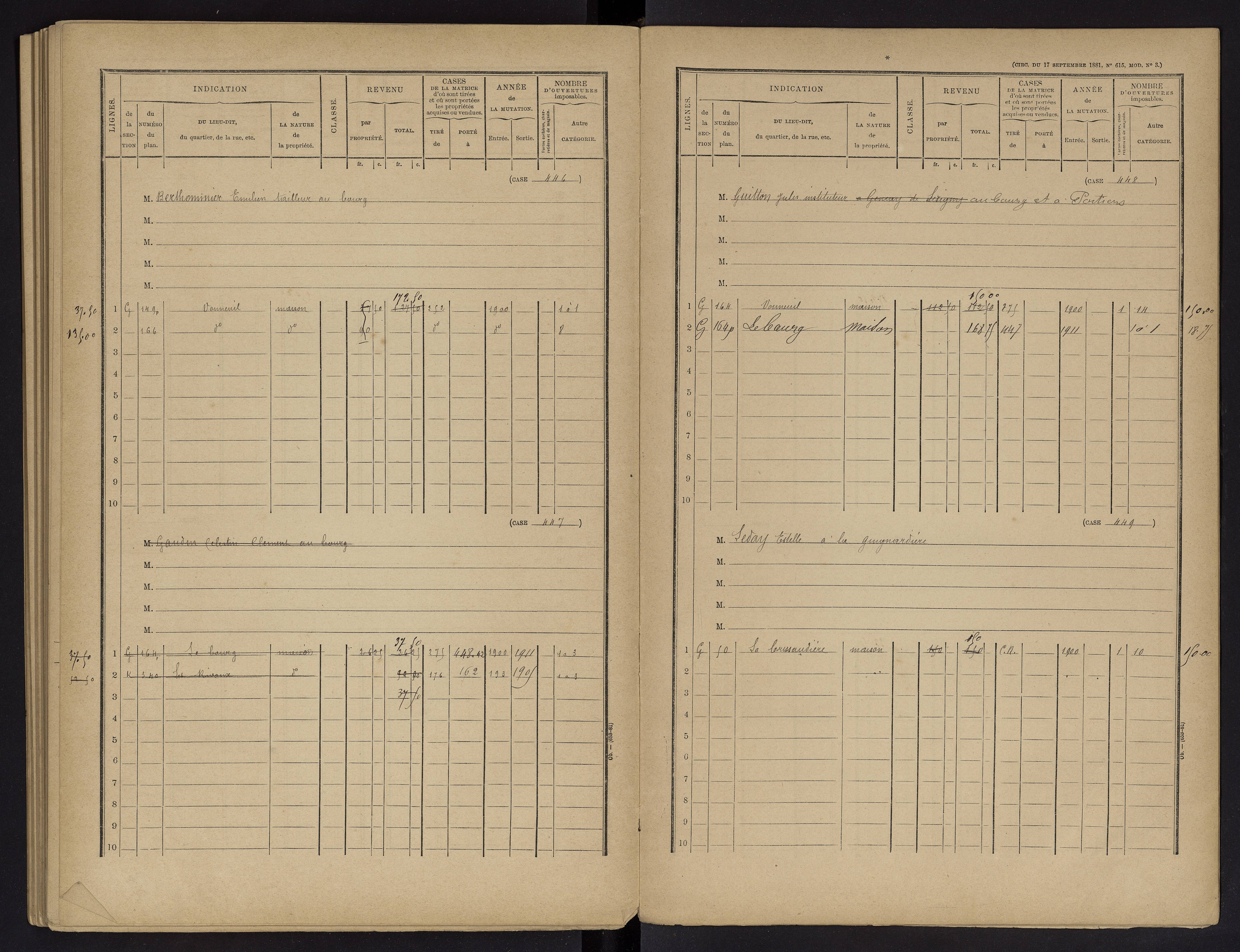 Vouneuil-sur-Vienne - FRAD086_cadastre Cases 1-479. 