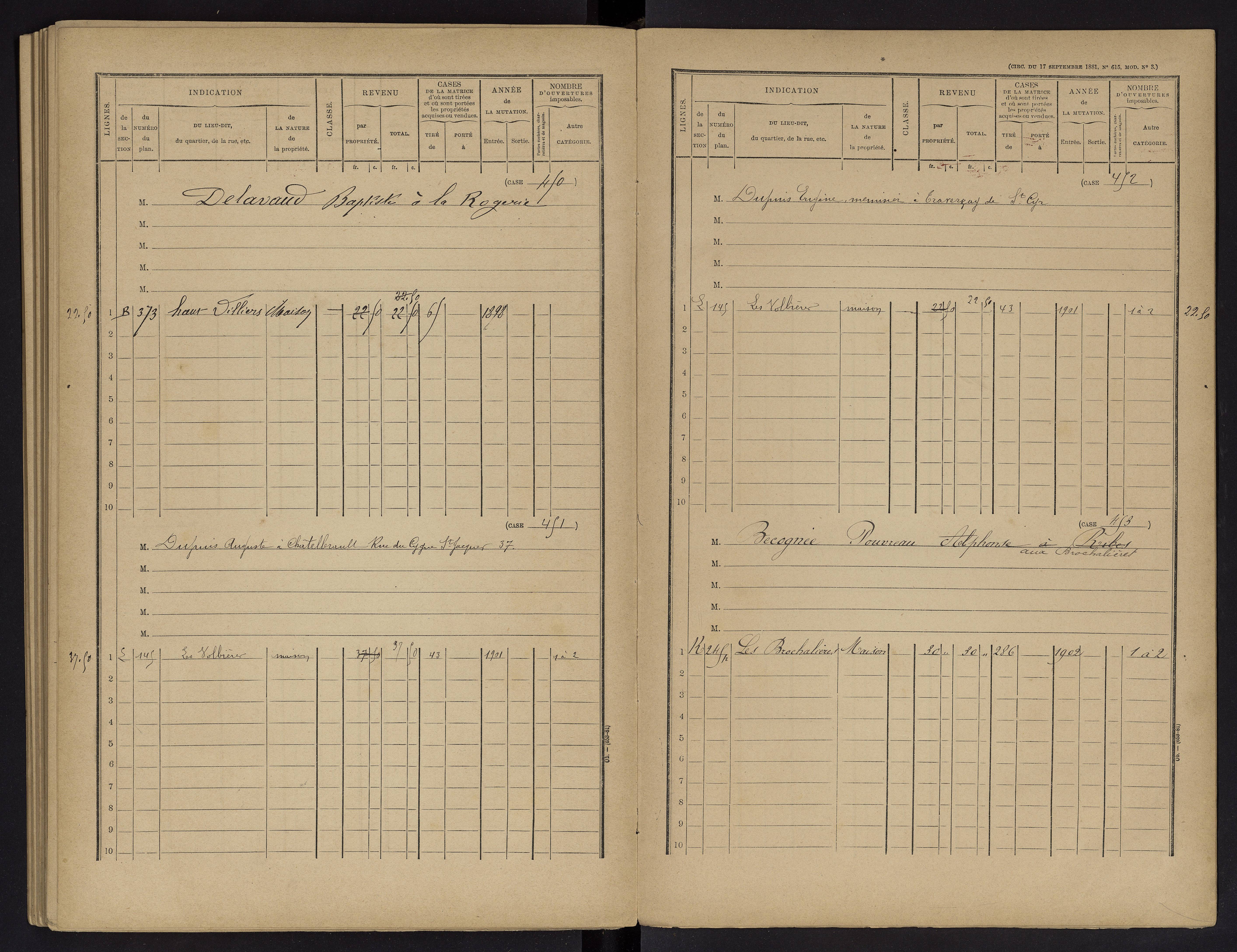 Vouneuil-sur-Vienne - FRAD086_cadastre Cases 1-479. 