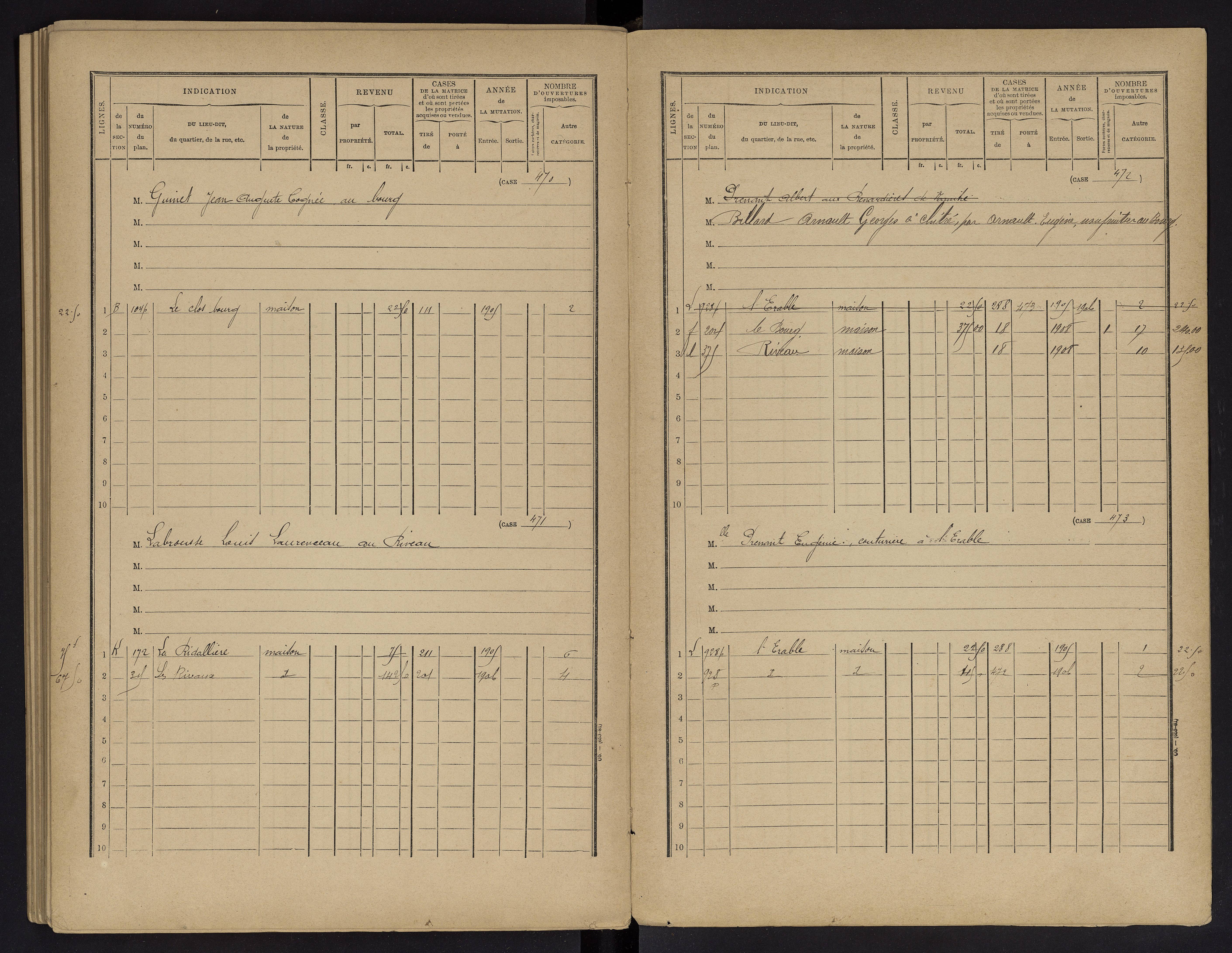 Vouneuil-sur-Vienne - FRAD086_cadastre Cases 1-479. 