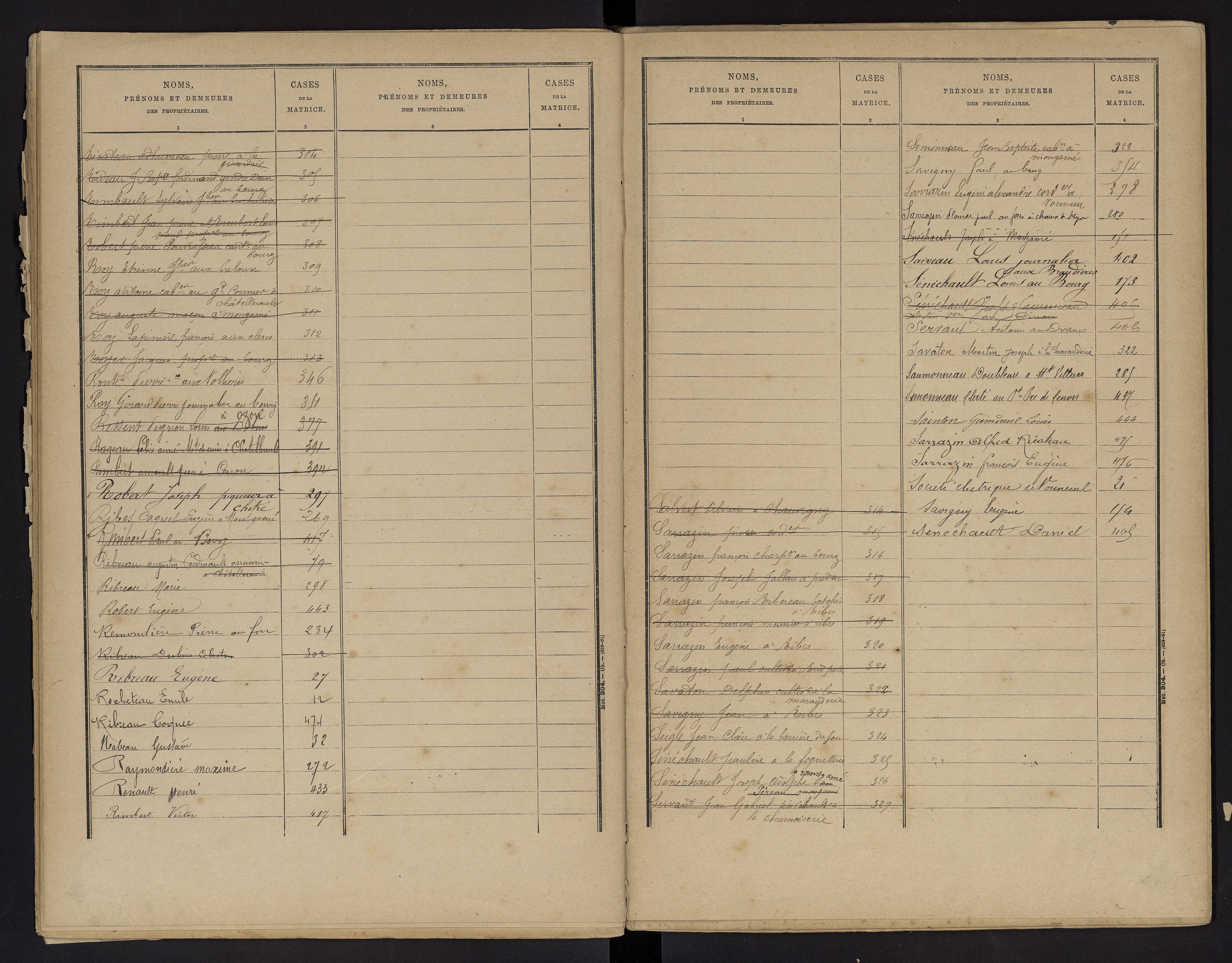 Vouneuil-sur-Vienne - FRAD086_cadastre Cases 1-479. 