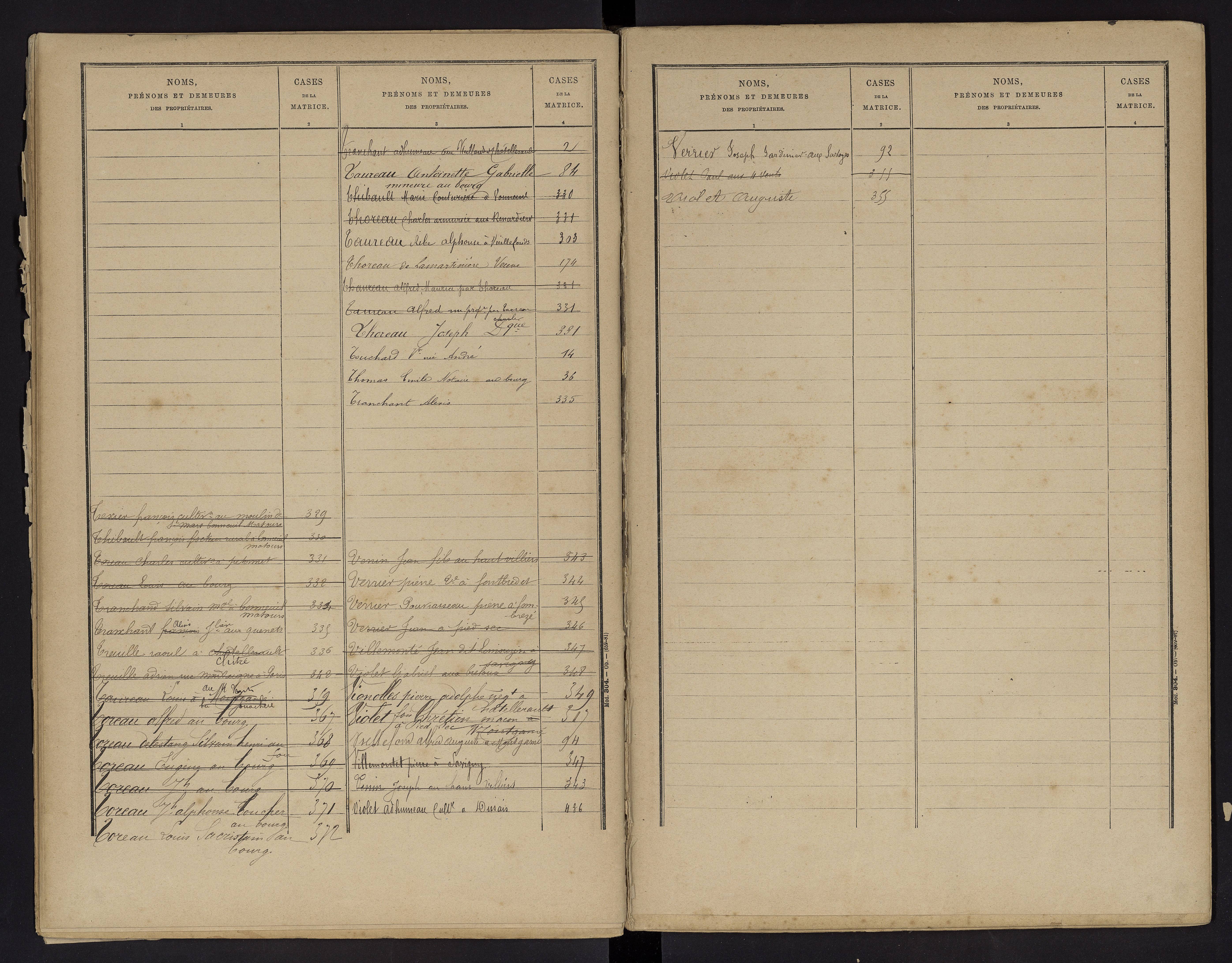 Vouneuil-sur-Vienne - FRAD086_cadastre Cases 1-479. 