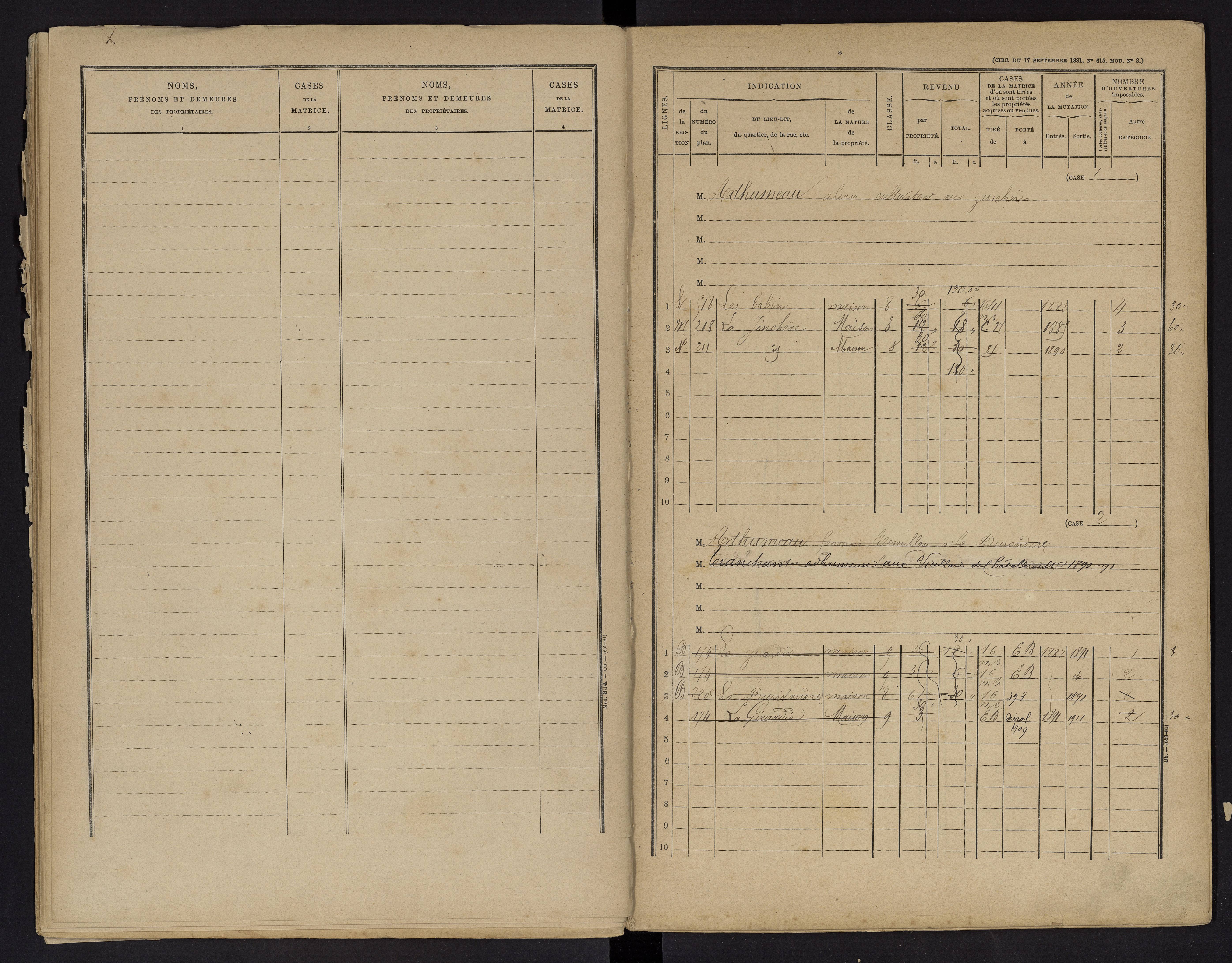 Vouneuil-sur-Vienne - FRAD086_cadastre Cases 1-479. 