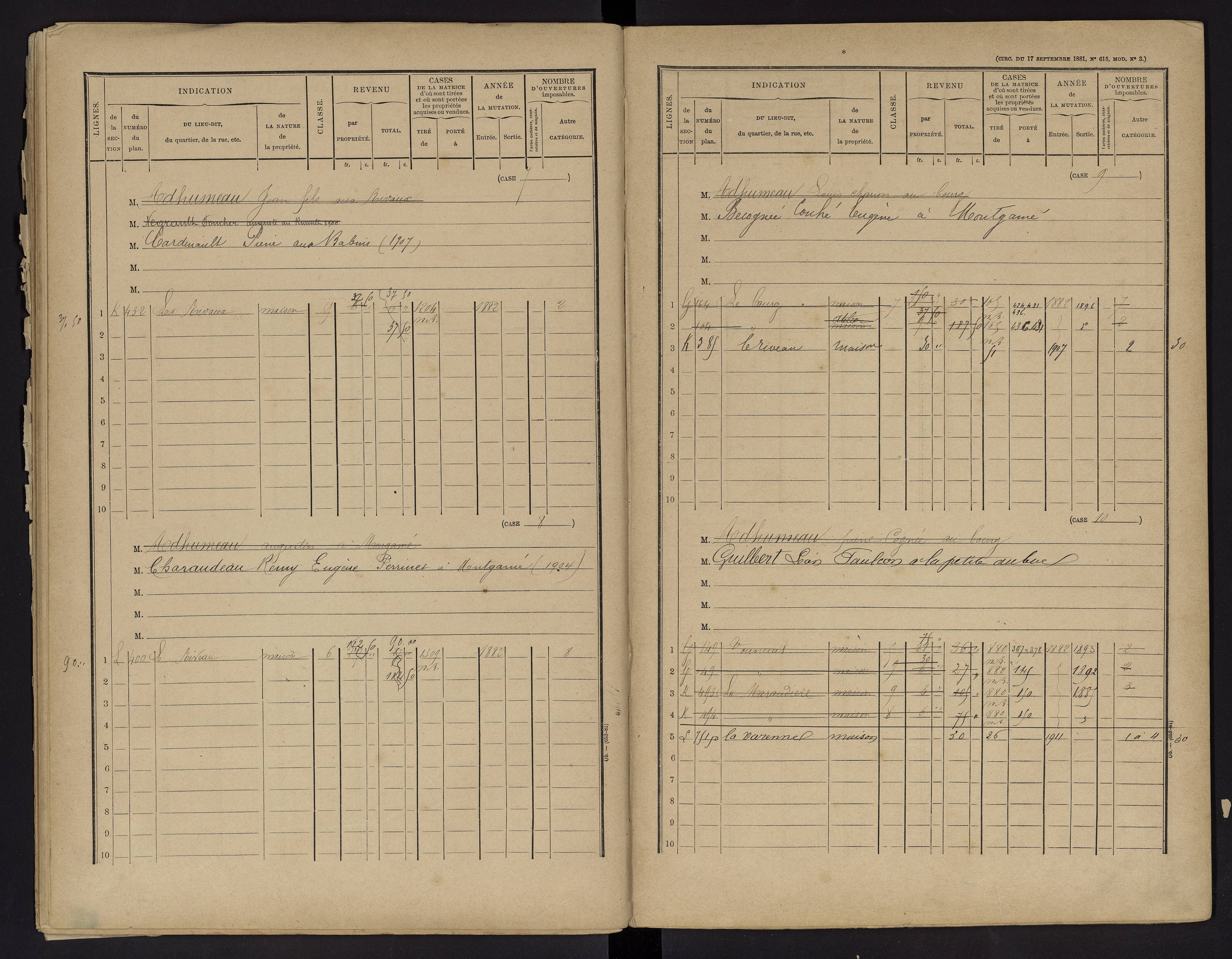 Vouneuil-sur-Vienne - FRAD086_cadastre Cases 1-479. 