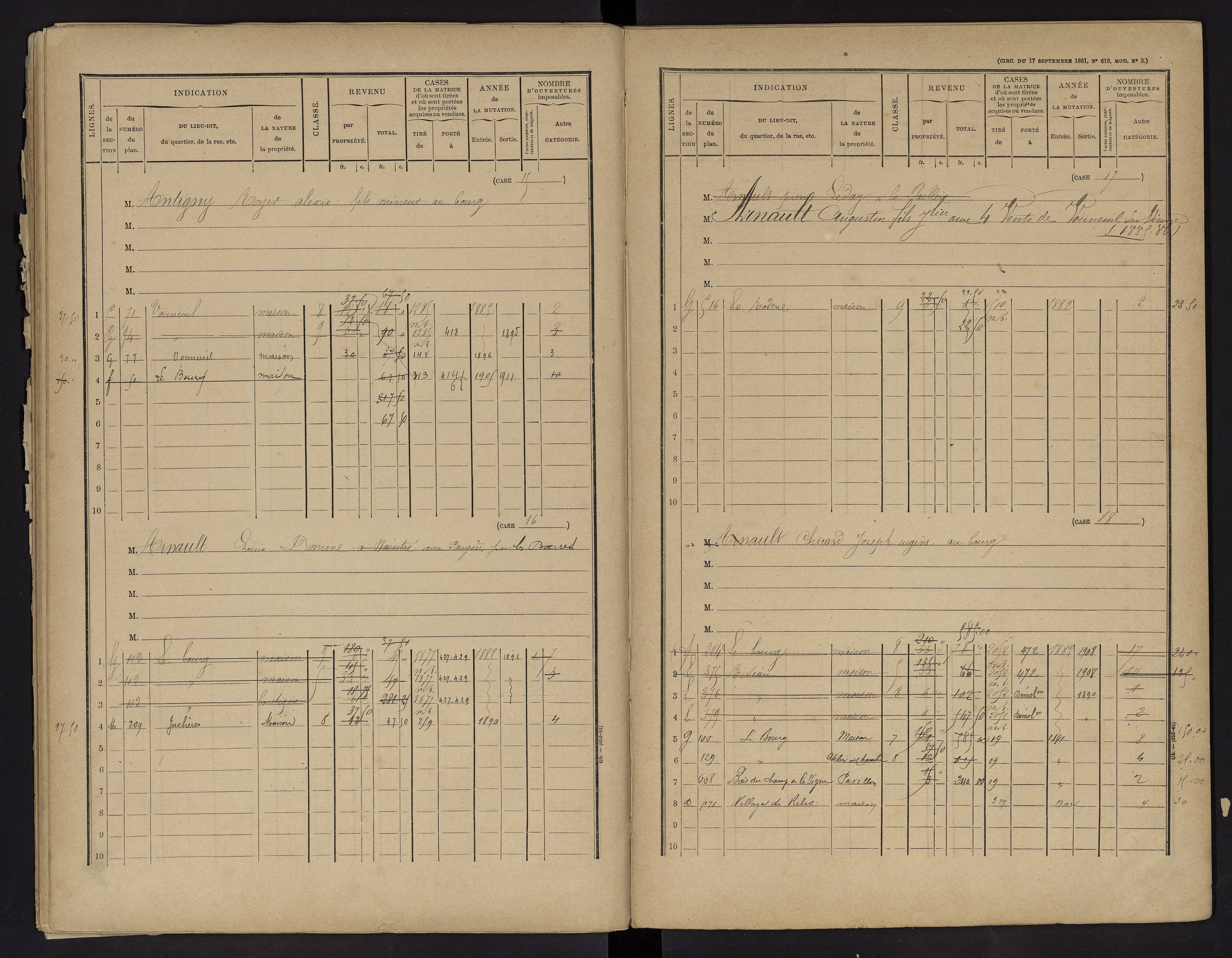 Vouneuil-sur-Vienne - FRAD086_cadastre Cases 1-479. 