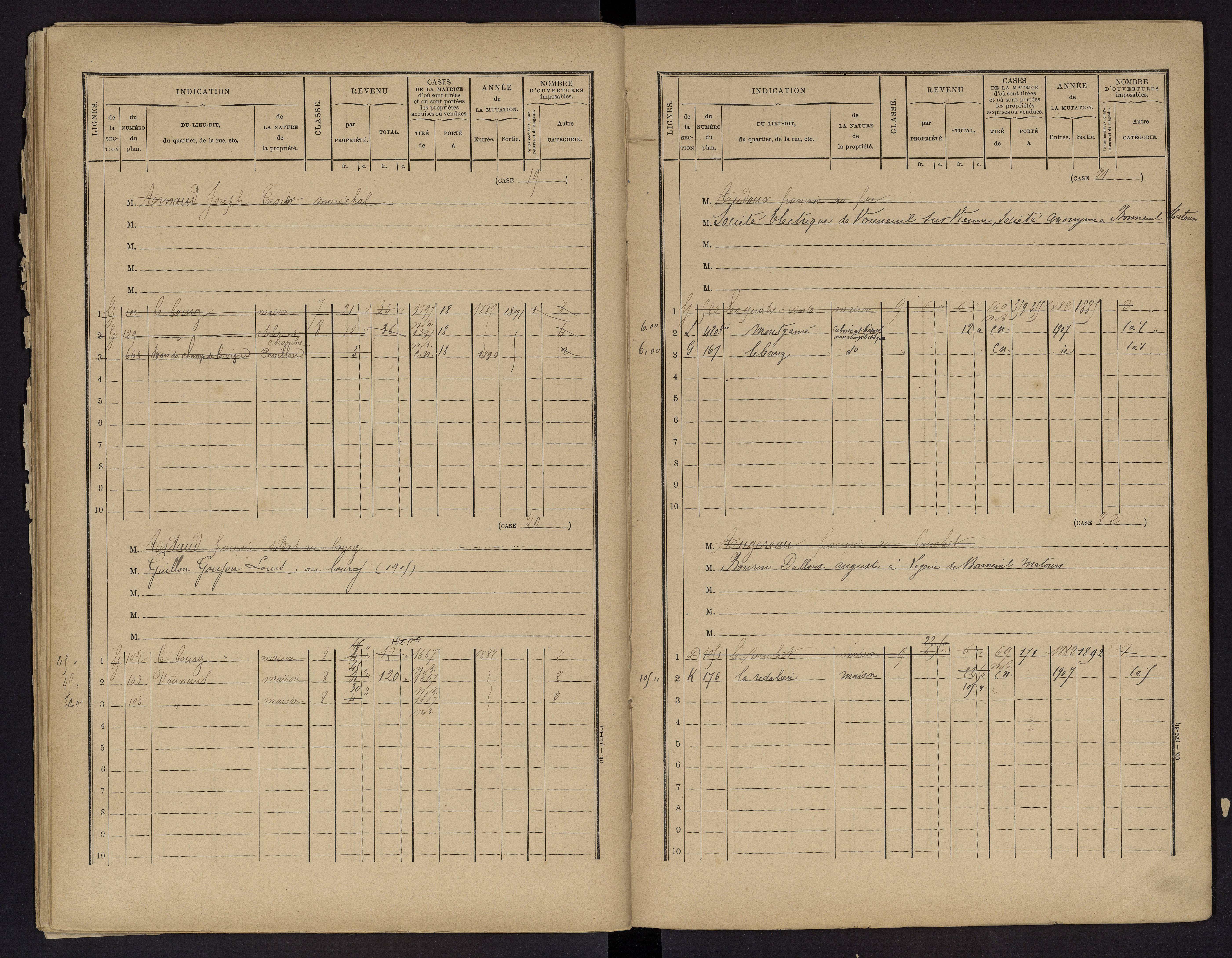 Vouneuil-sur-Vienne - FRAD086_cadastre Cases 1-479. 