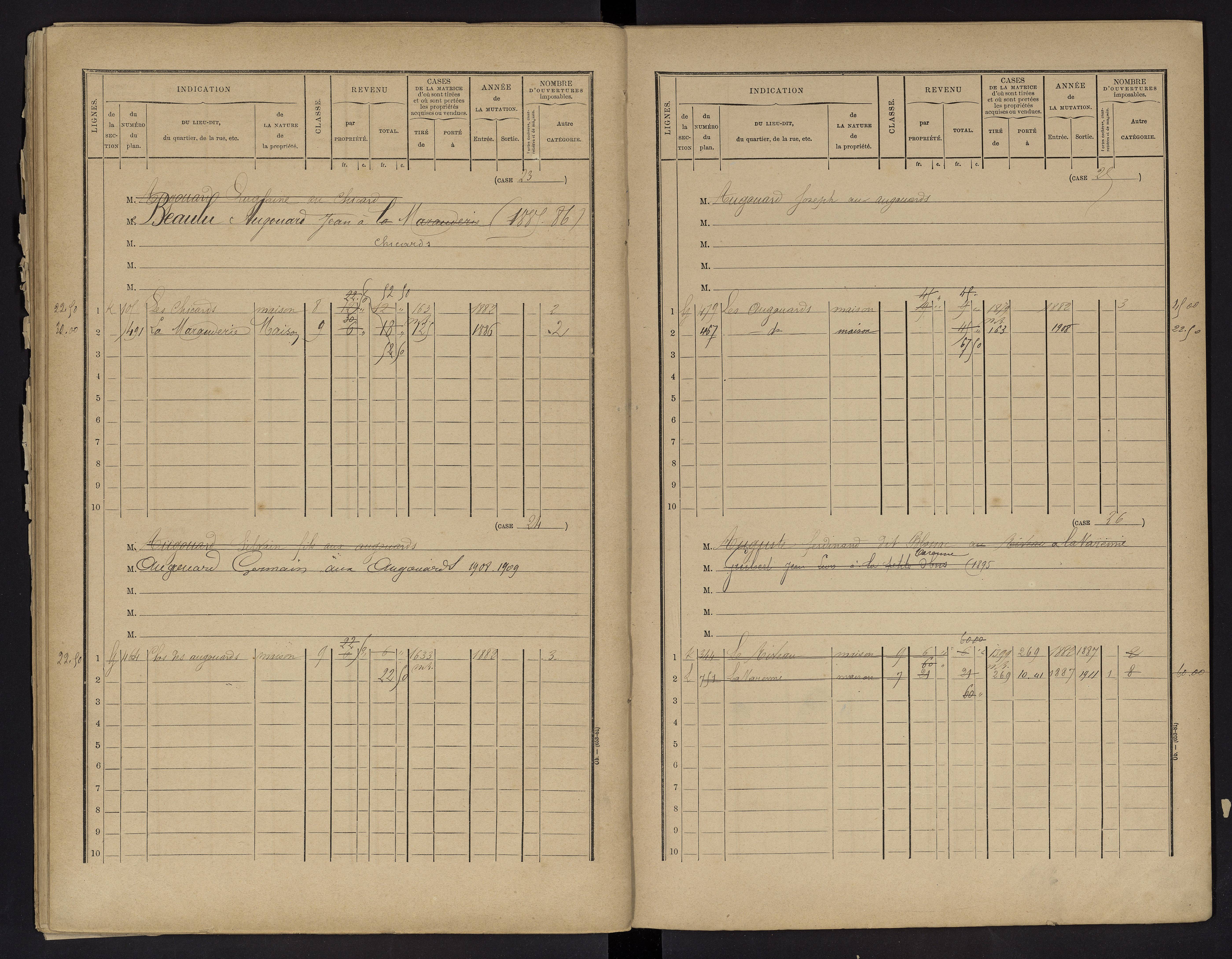 Vouneuil-sur-Vienne - FRAD086_cadastre Cases 1-479. 