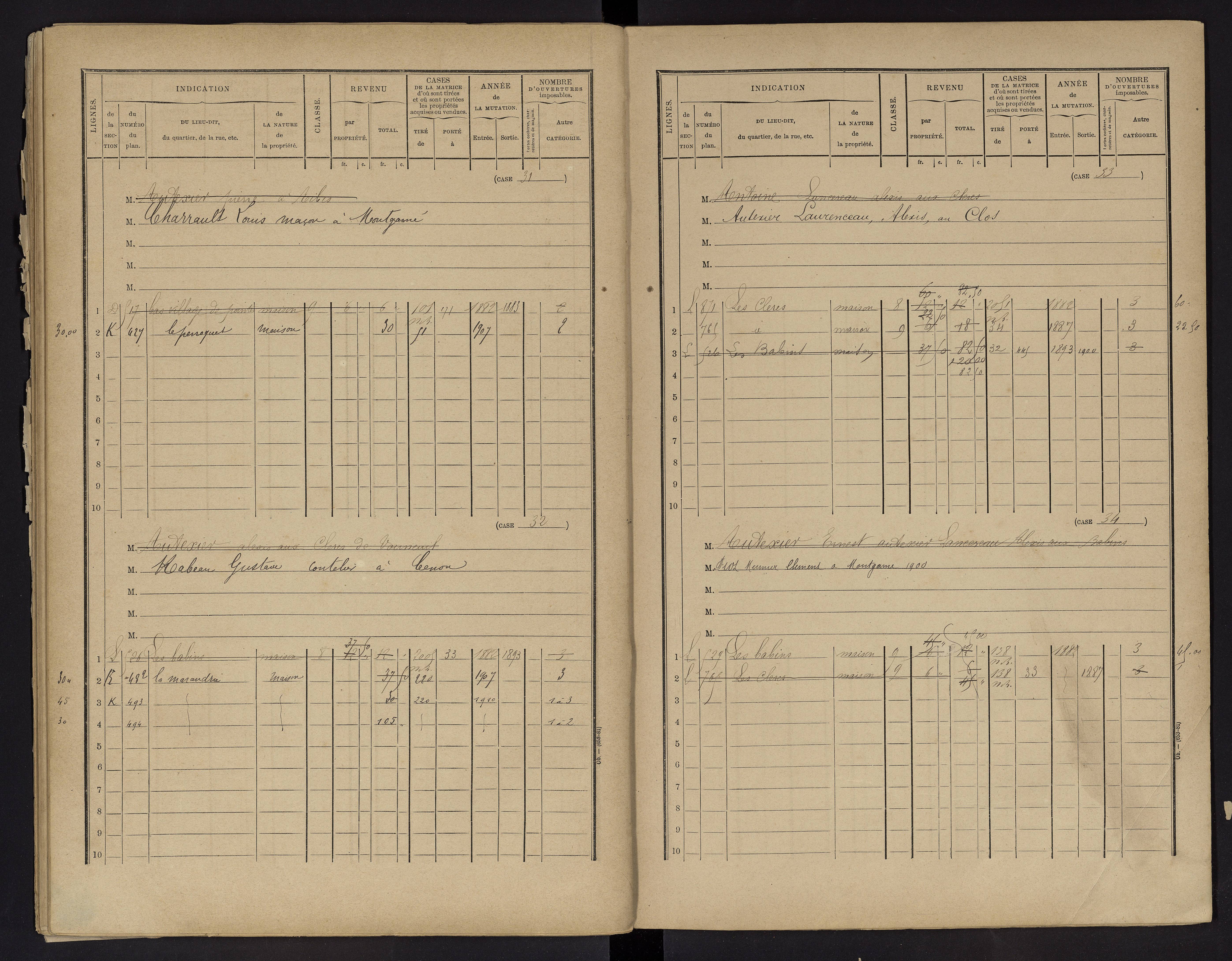 Vouneuil-sur-Vienne - FRAD086_cadastre Cases 1-479. 