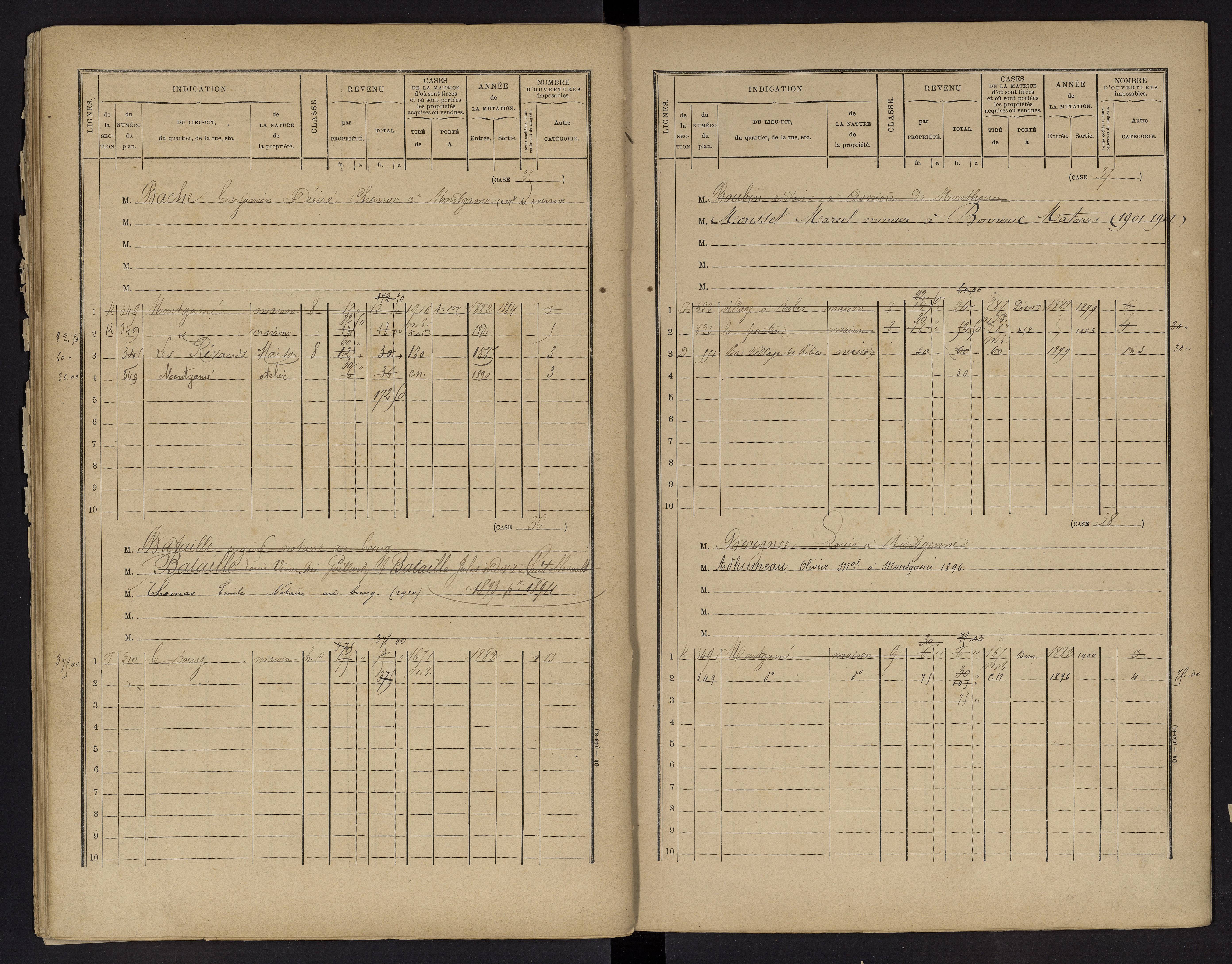 Vouneuil-sur-Vienne - FRAD086_cadastre Cases 1-479. 
