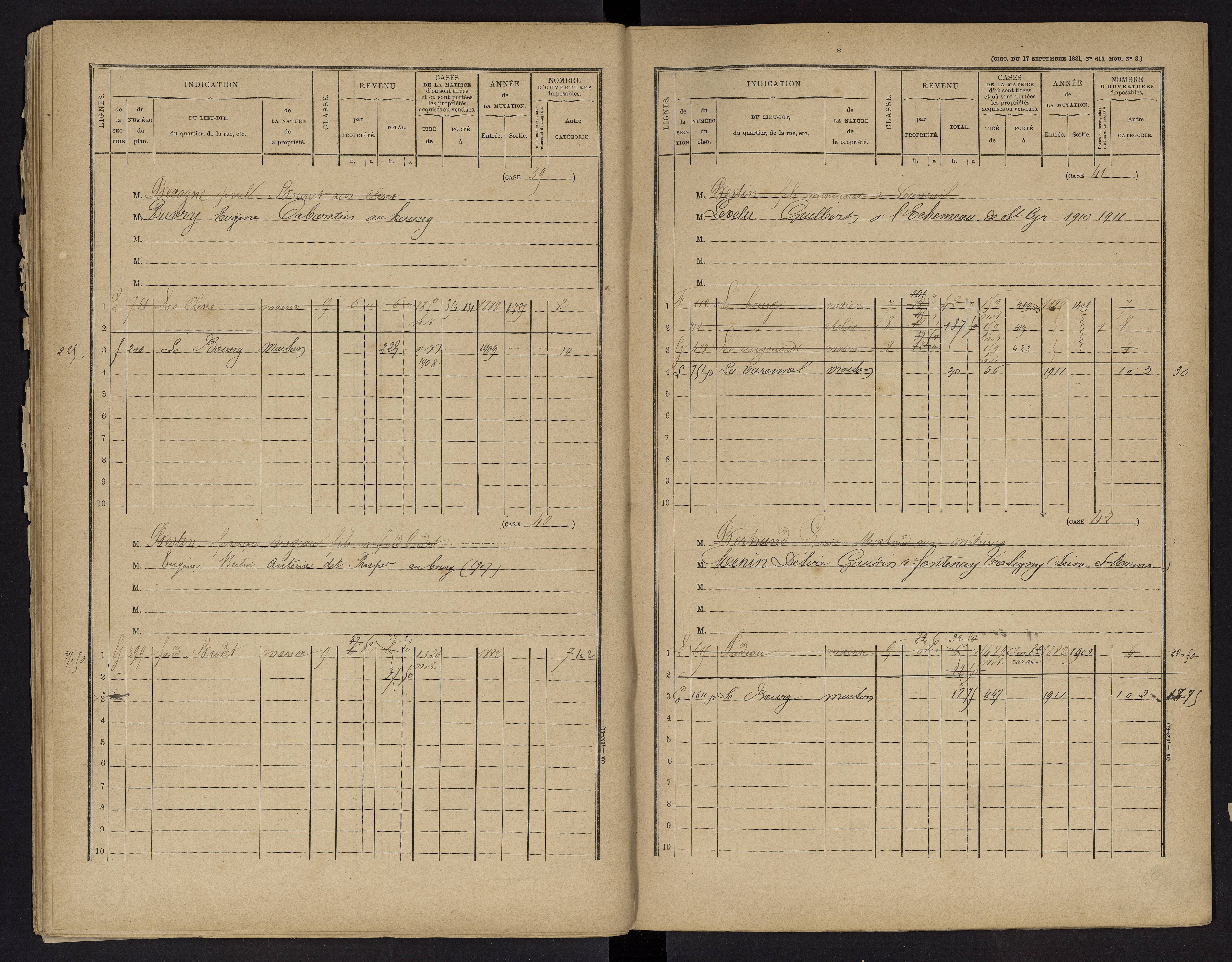 Vouneuil-sur-Vienne - FRAD086_cadastre Cases 1-479. 