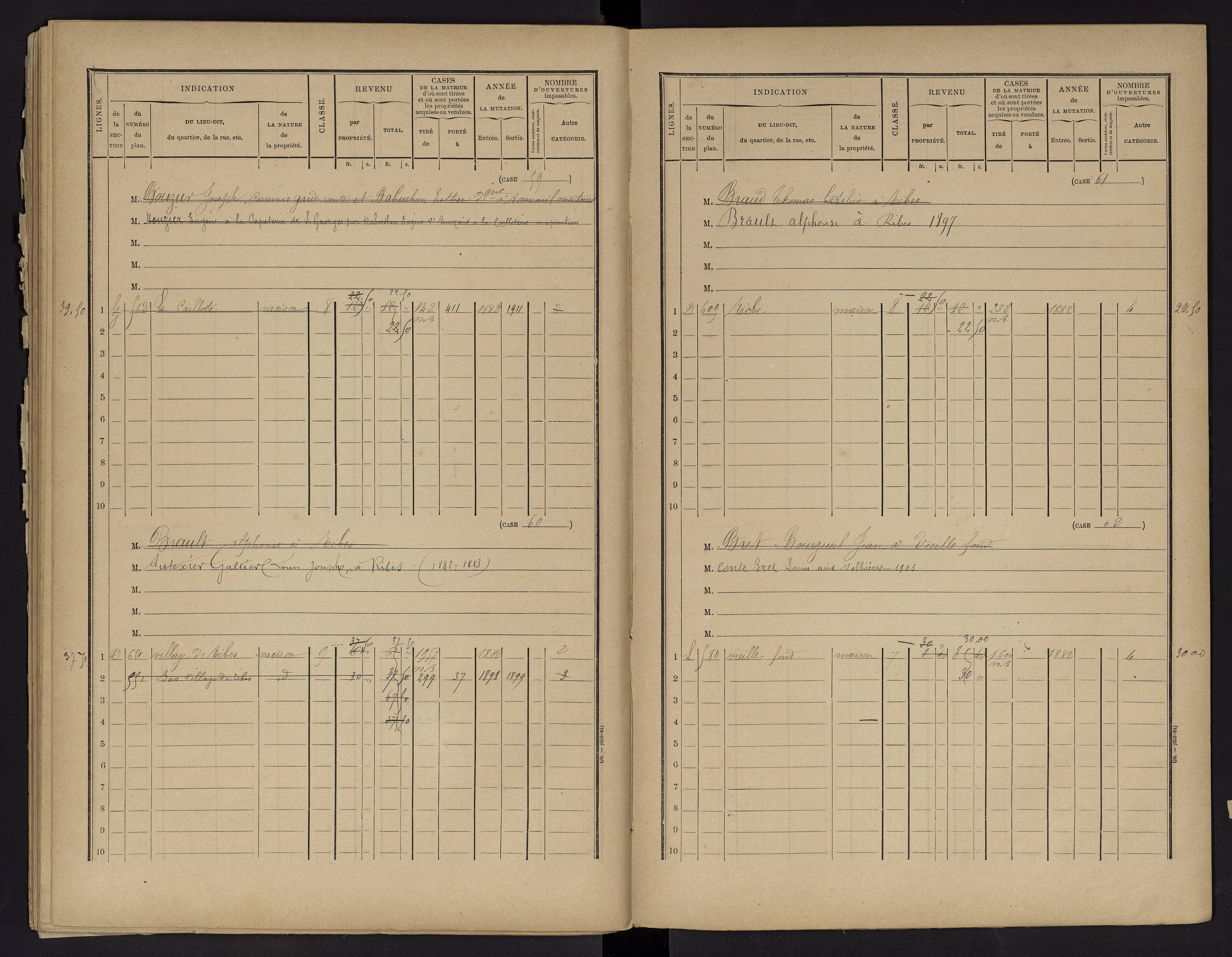 Vouneuil-sur-Vienne - FRAD086_cadastre Cases 1-479. 