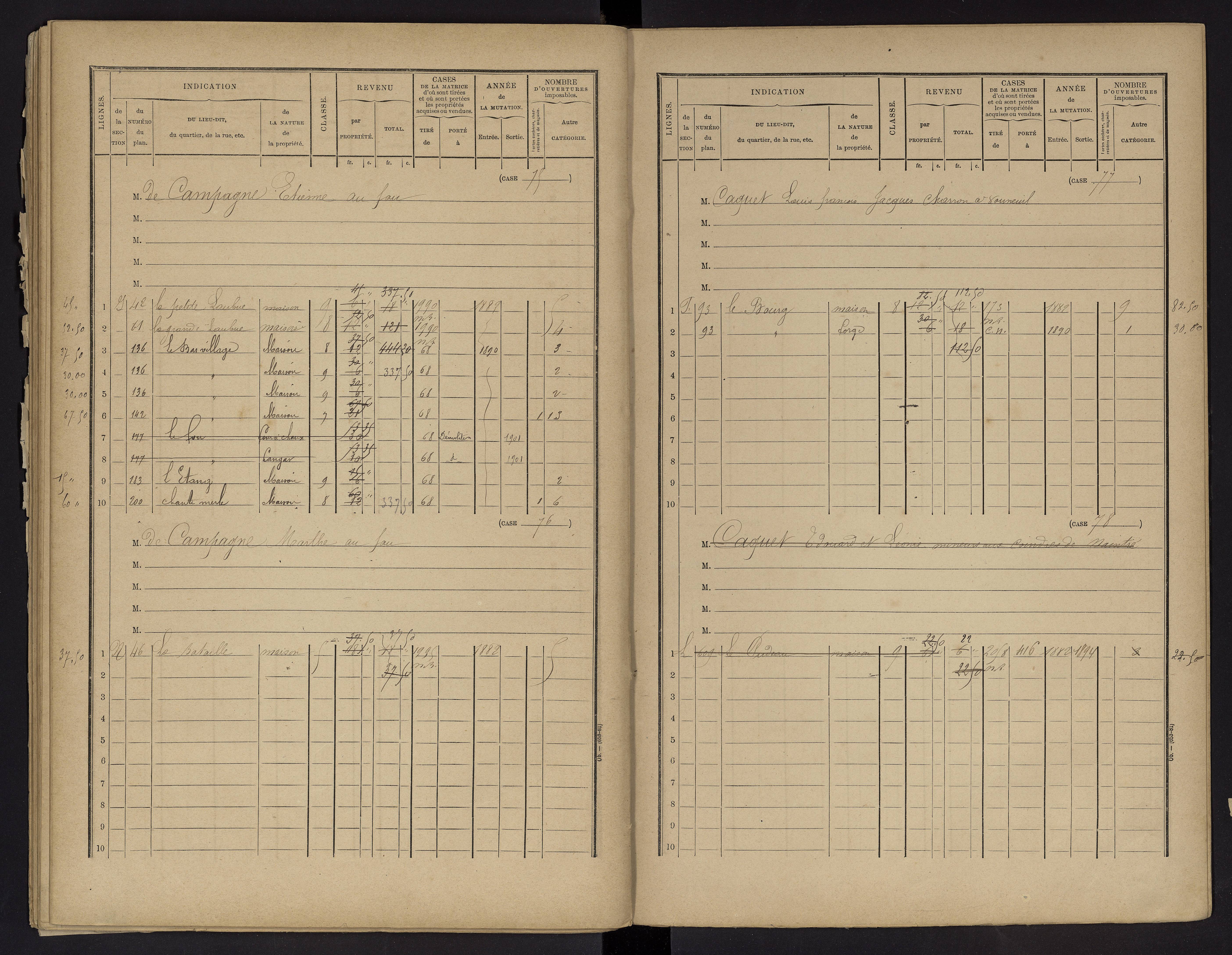 Vouneuil-sur-Vienne - FRAD086_cadastre Cases 1-479. 