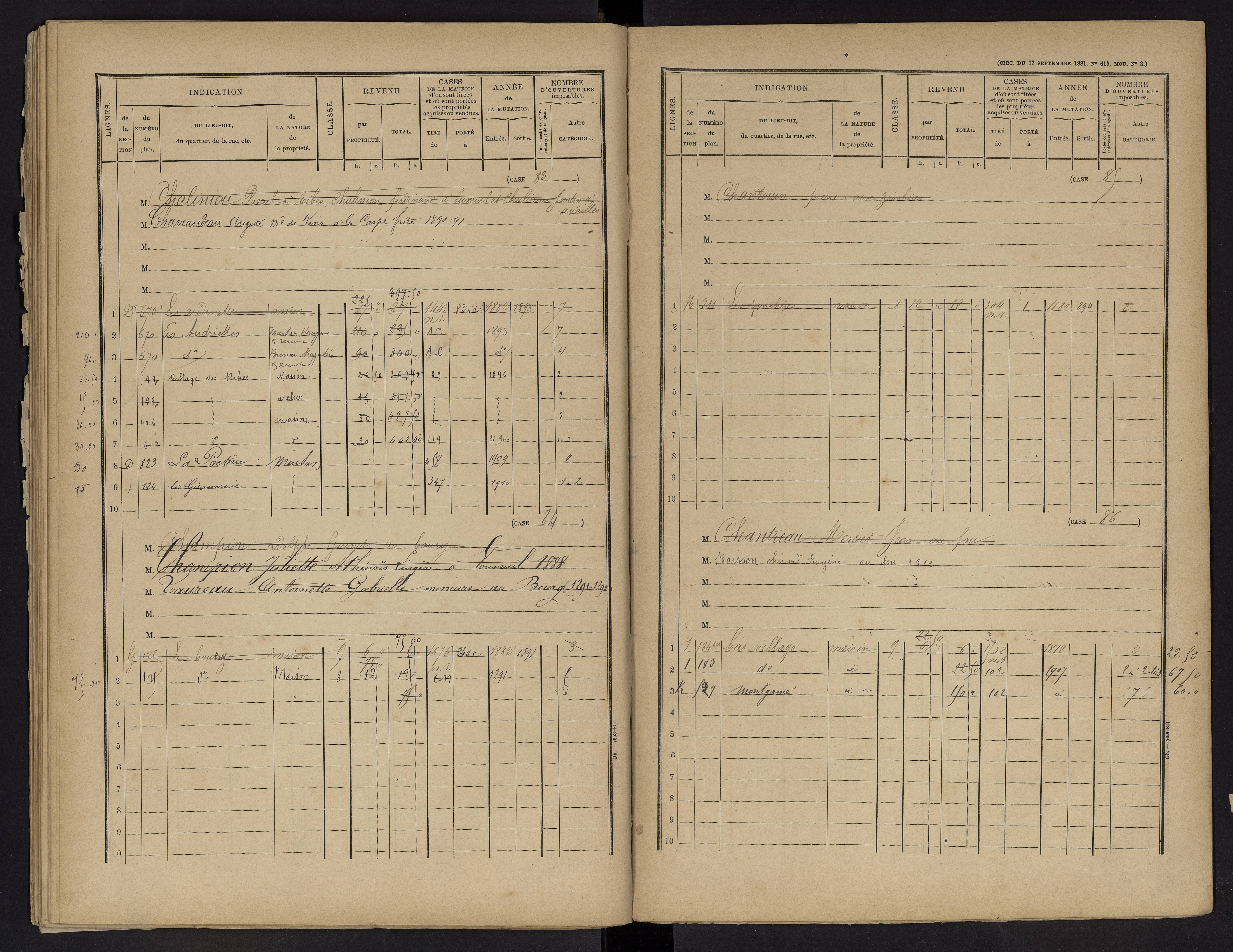 Vouneuil-sur-Vienne - FRAD086_cadastre Cases 1-479. 