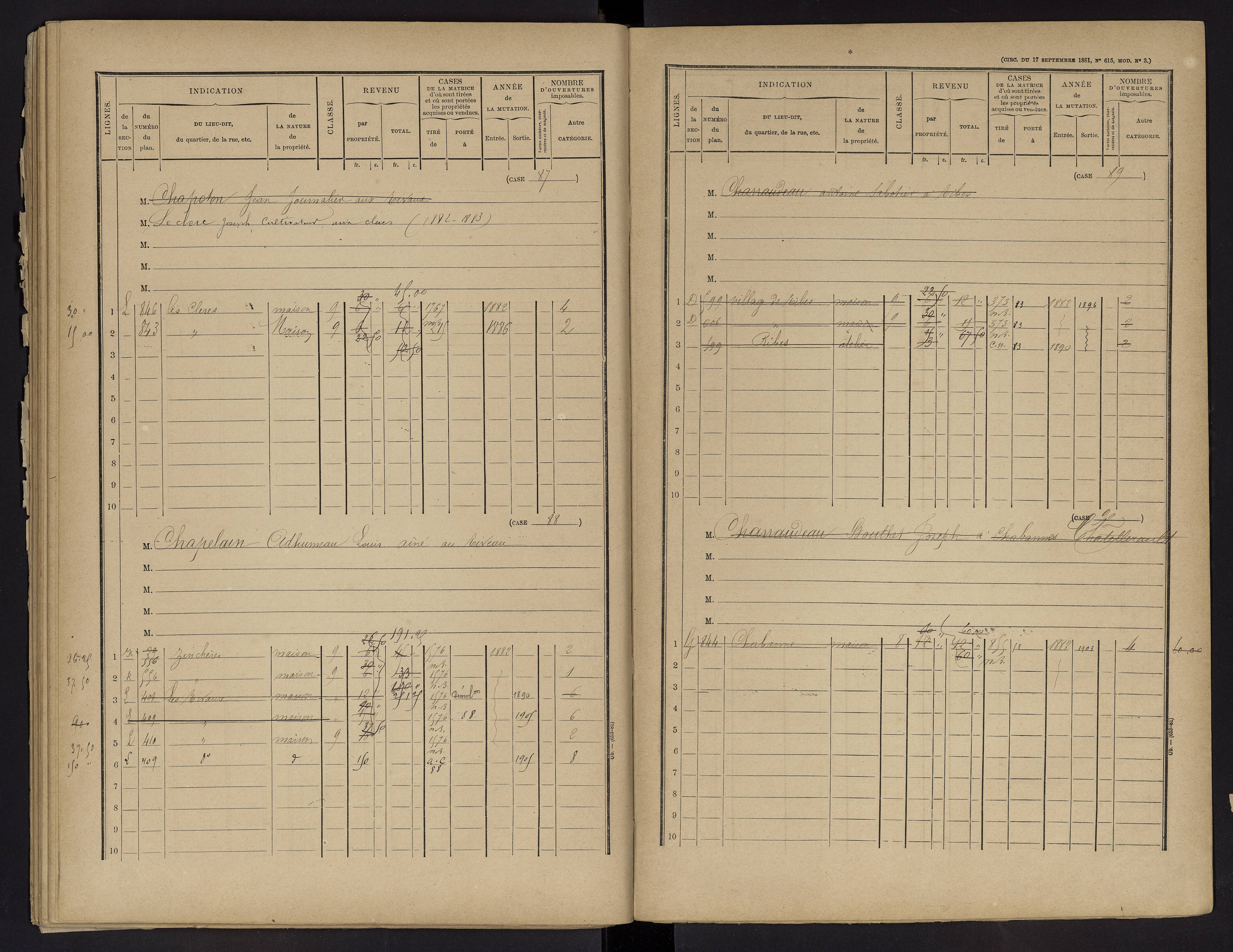Vouneuil-sur-Vienne - FRAD086_cadastre Cases 1-479. 