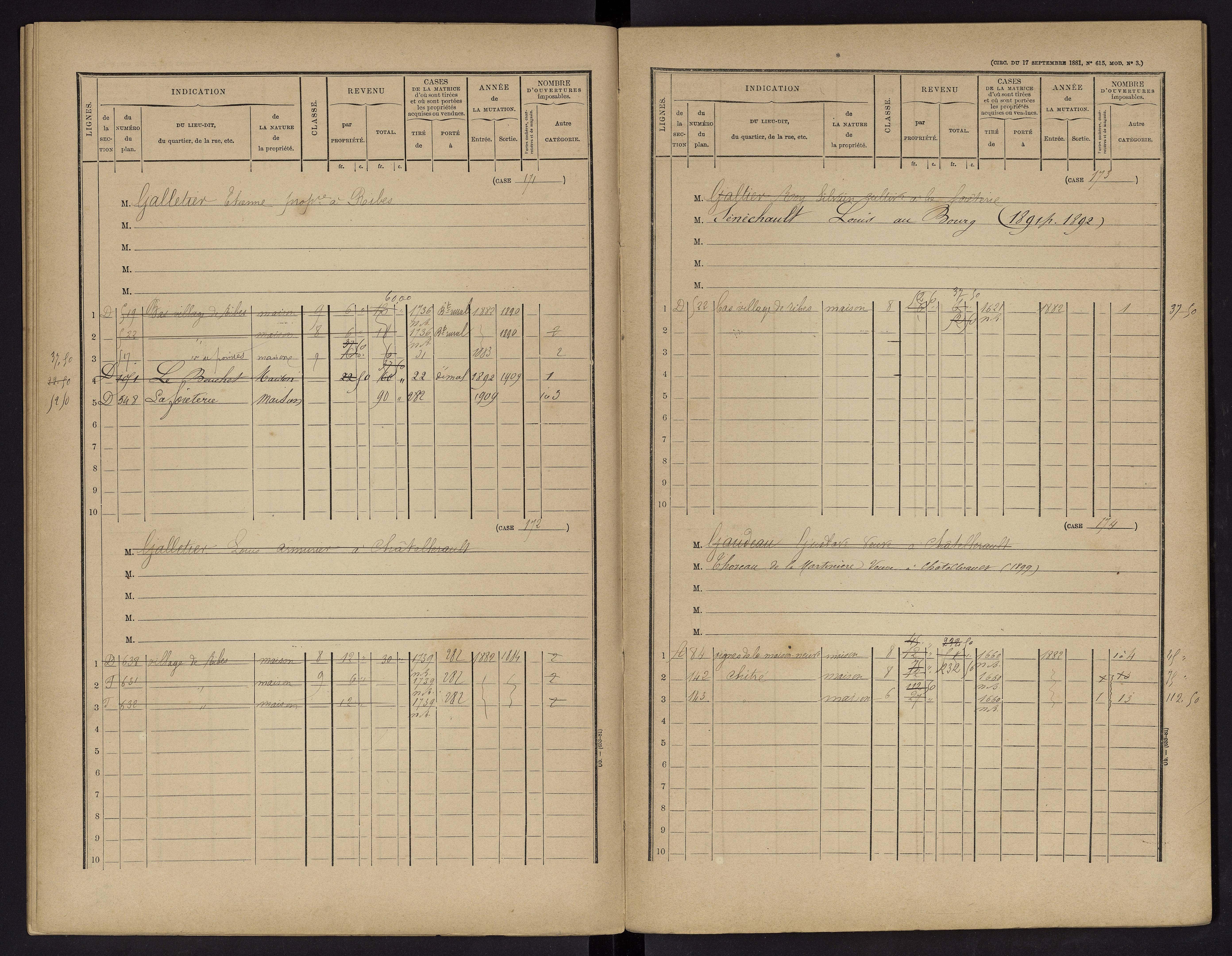 Vouneuil-sur-Vienne - FRAD086_cadastre Cases 1-479. 