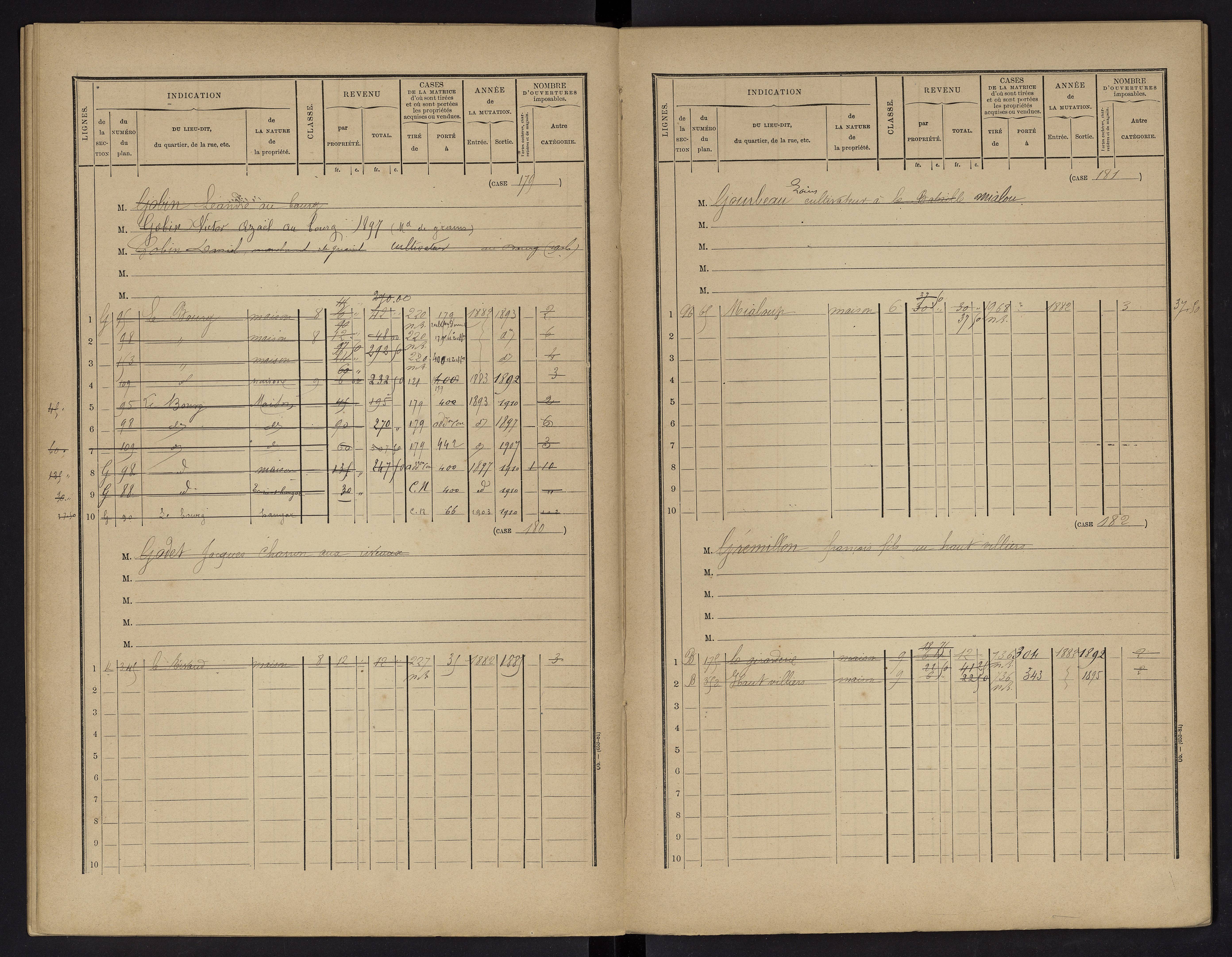 Vouneuil-sur-Vienne - FRAD086_cadastre Cases 1-479. 