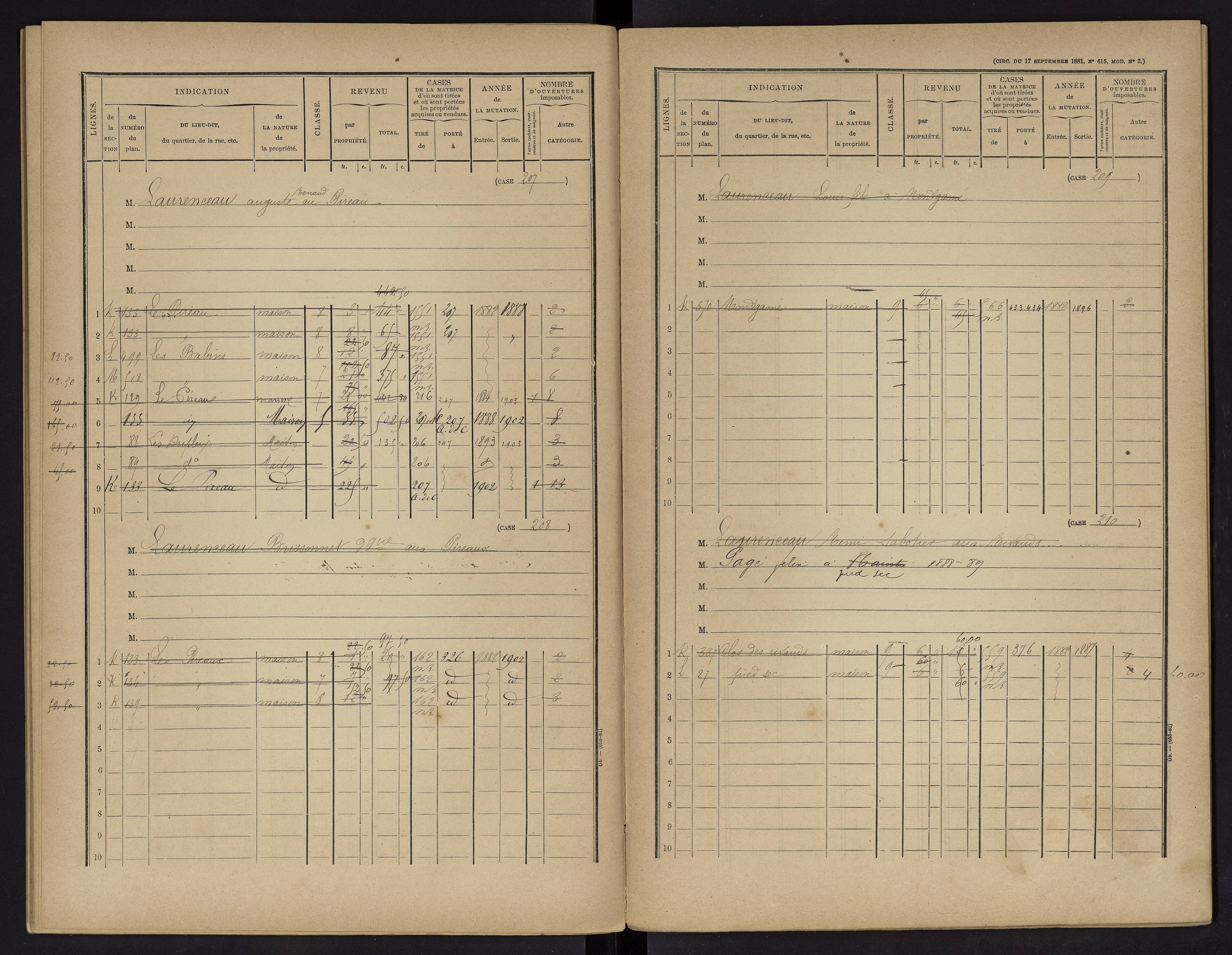 Vouneuil-sur-Vienne - FRAD086_cadastre Cases 1-479. 