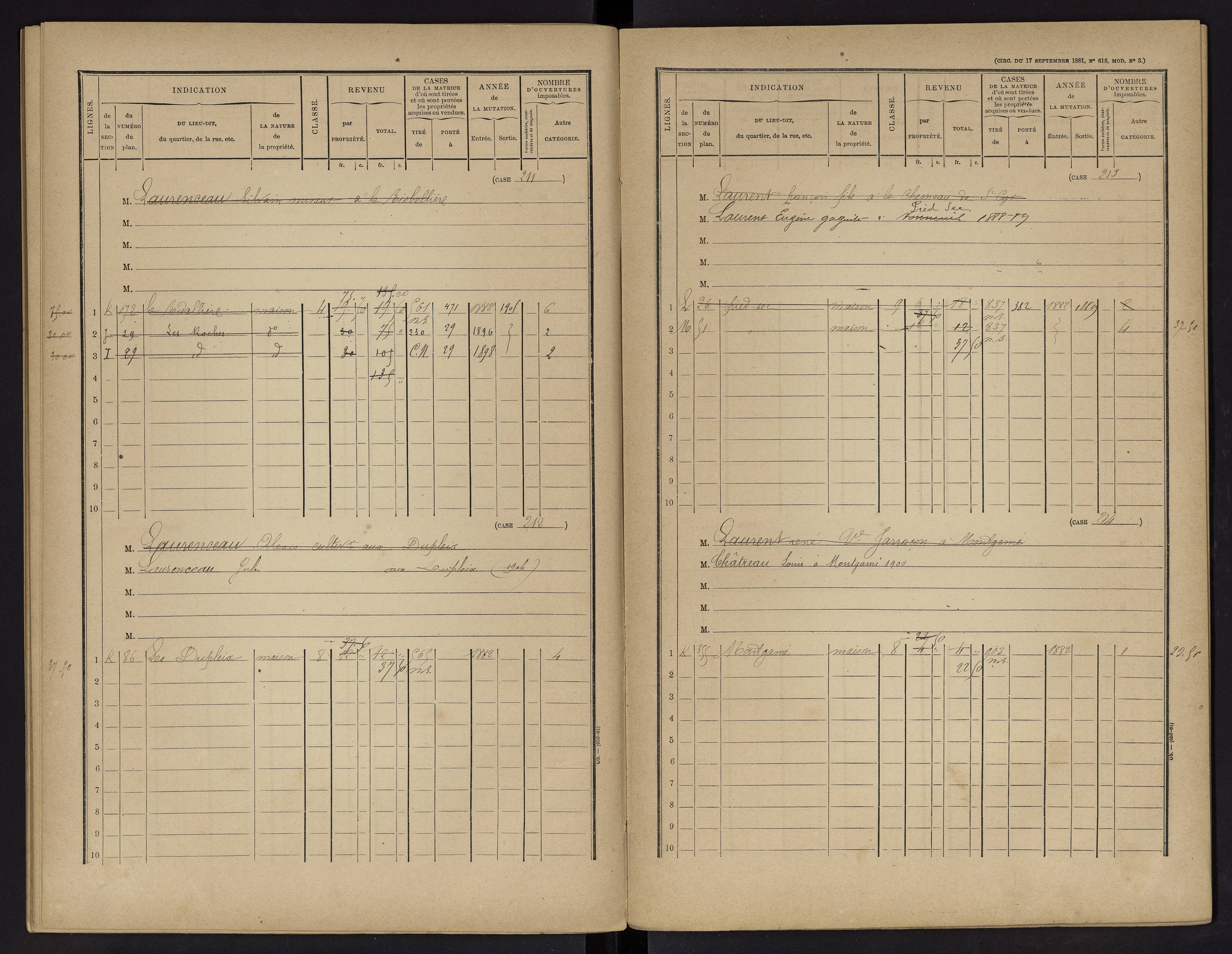 Vouneuil-sur-Vienne - FRAD086_cadastre Cases 1-479. 