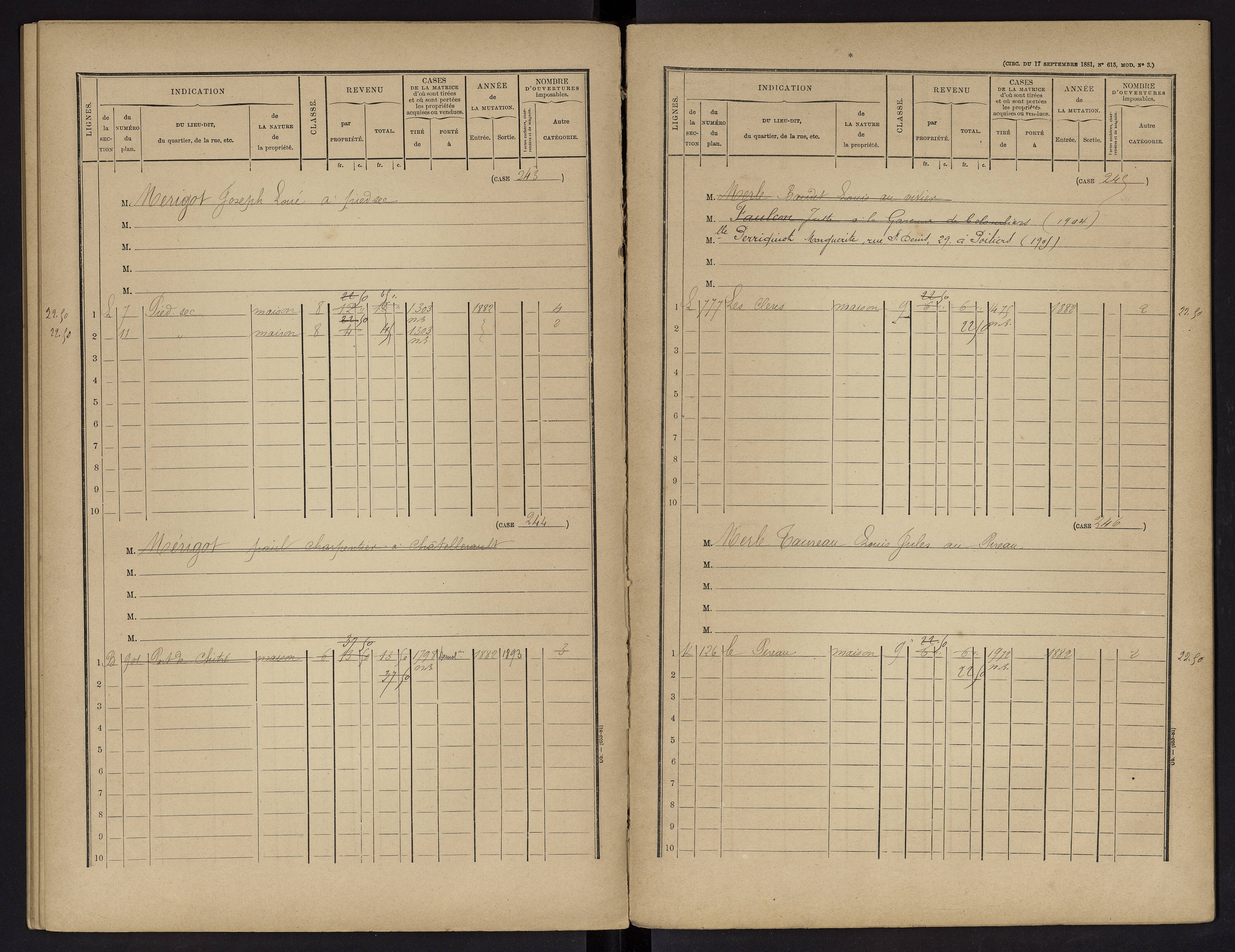 Vouneuil-sur-Vienne - FRAD086_cadastre Cases 1-479. 