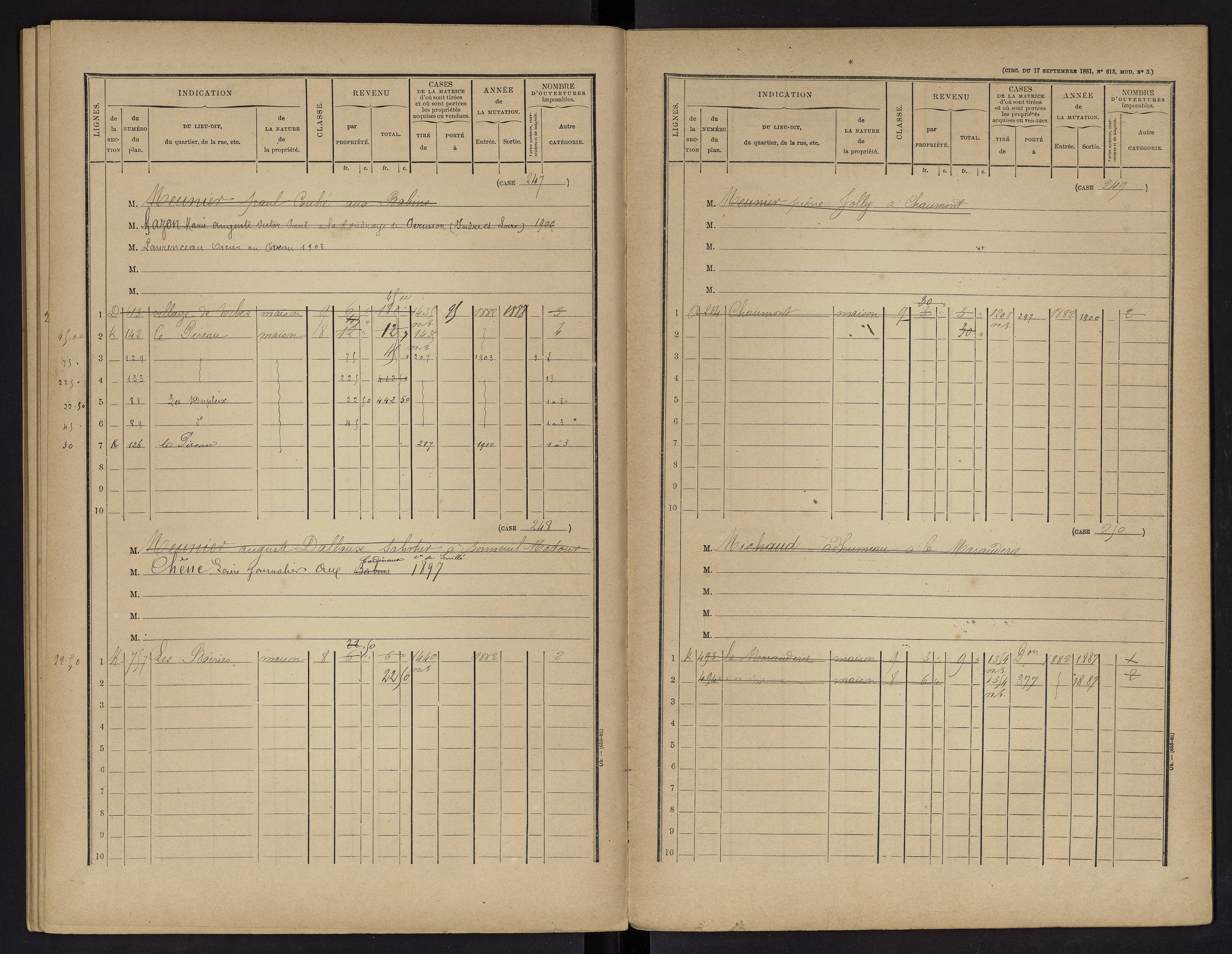 Vouneuil-sur-Vienne - FRAD086_cadastre Cases 1-479. 